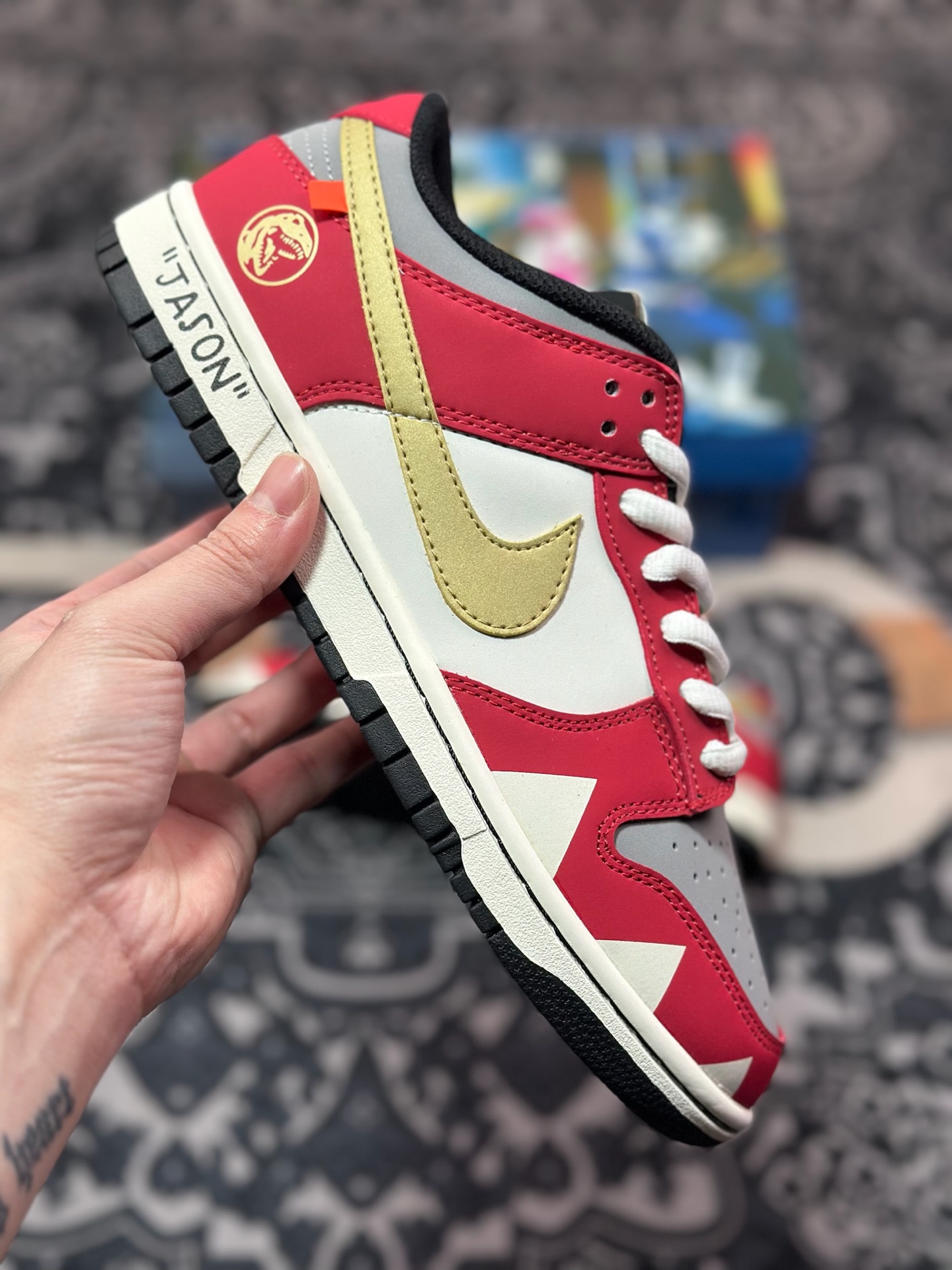 B6300  Nike Dunk Low Nas”Zack”扣篮系列低帮休闲运动滑板板鞋“红米白金杰森” ZZ1998-001