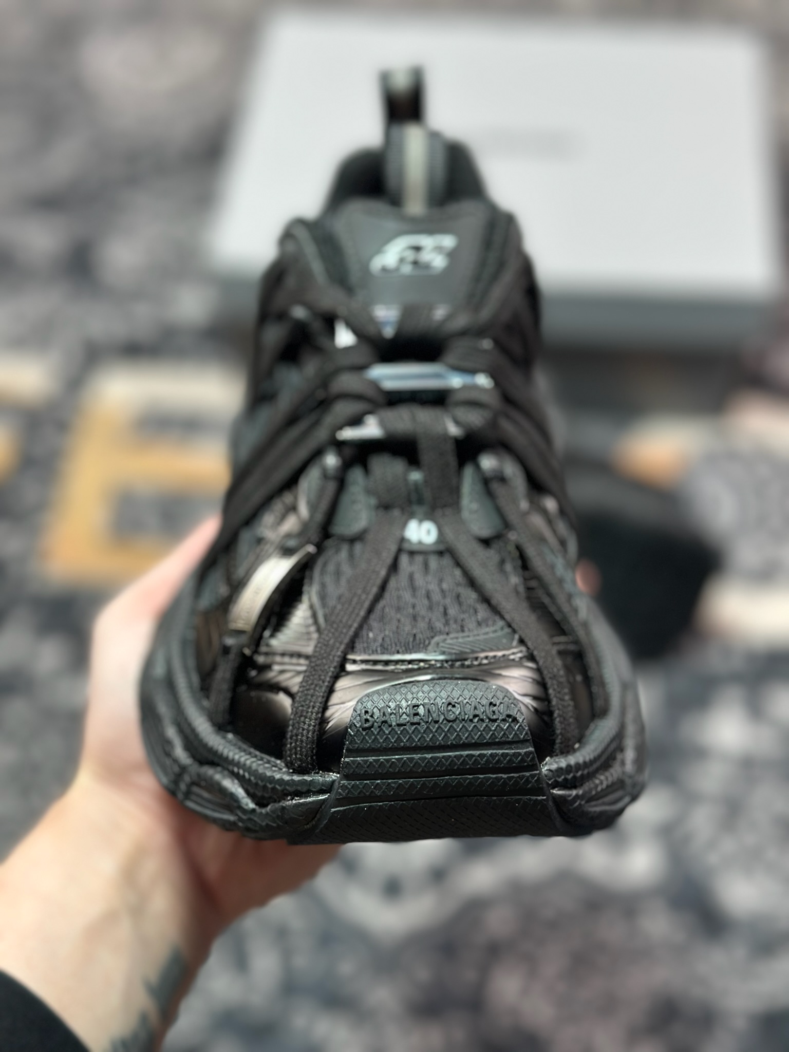 D2480  巴黎世家BALENCIAGA 3XL Sneakers 3+系列低帮百搭休闲慢跑鞋“全黑木乃伊绑绳”325601 W3XCH 1000