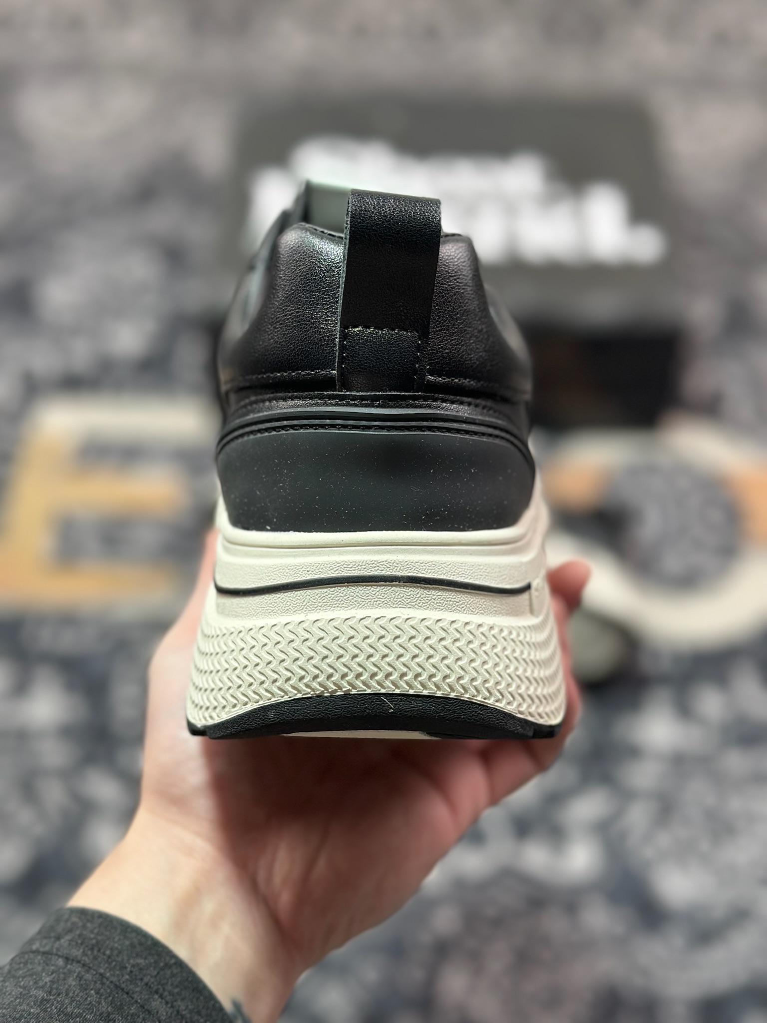 B0220  SHOOTBRAND Low Sneaker 重奏黑梅系列增高复古低帮鞋“皮革黑白梅花” CZ-HM
