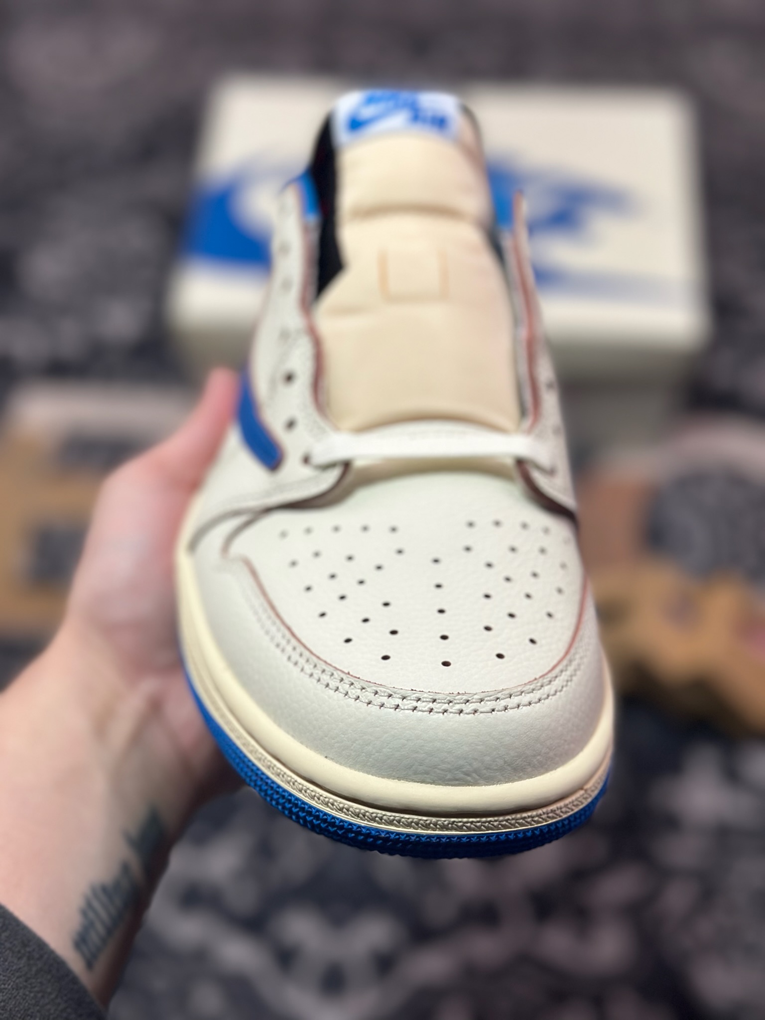 C6420  优选 原装混卖版#36-48.5 #Fragment x Travis Scott x Air Jordan 1 Low 藤原浩三方联名2.0白蓝  DM7866-104