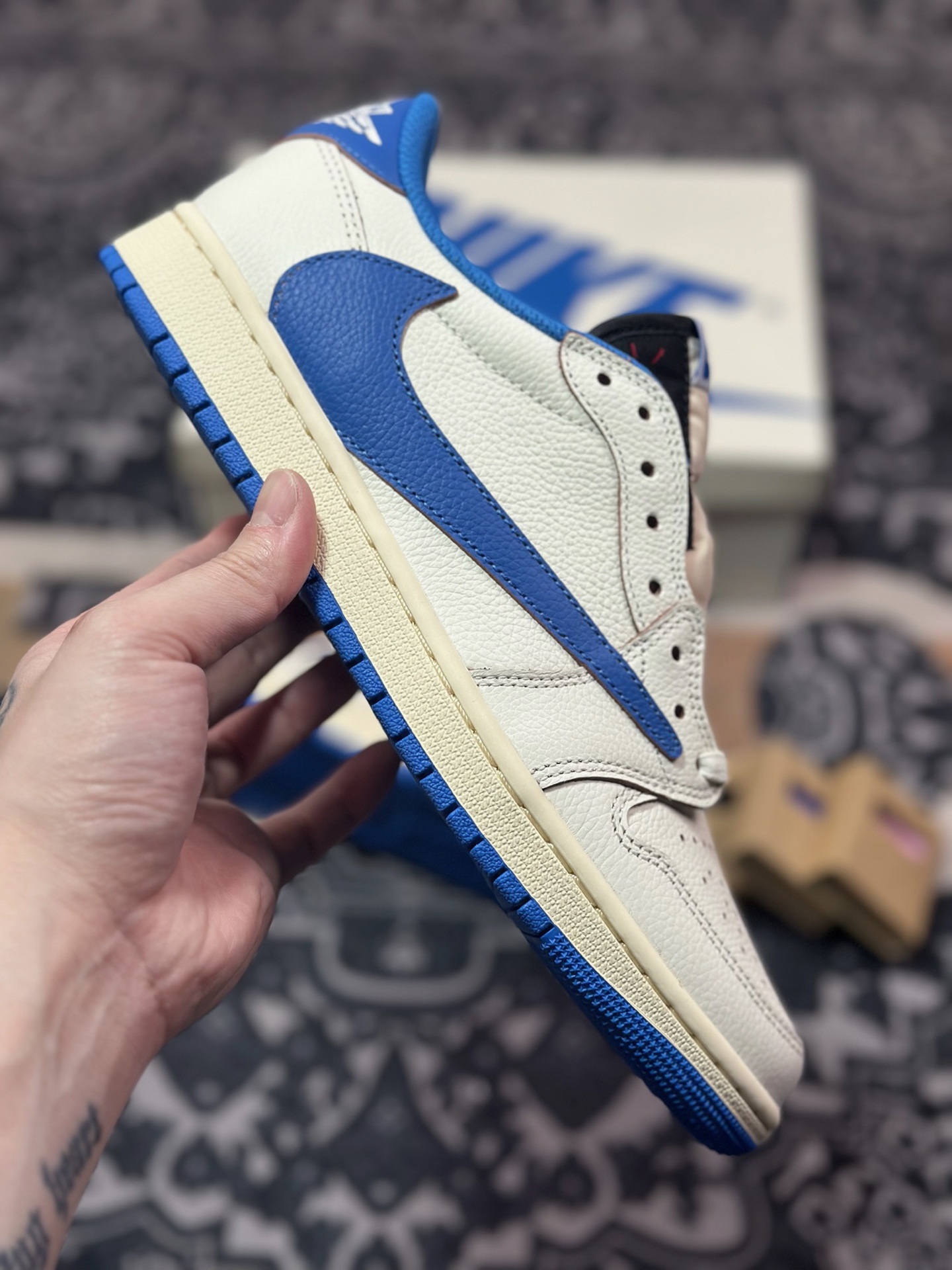 C6420  优选 原装混卖版#36-48.5 #Fragment x Travis Scott x Air Jordan 1 Low 藤原浩三方联名2.0白蓝  DM7866-104