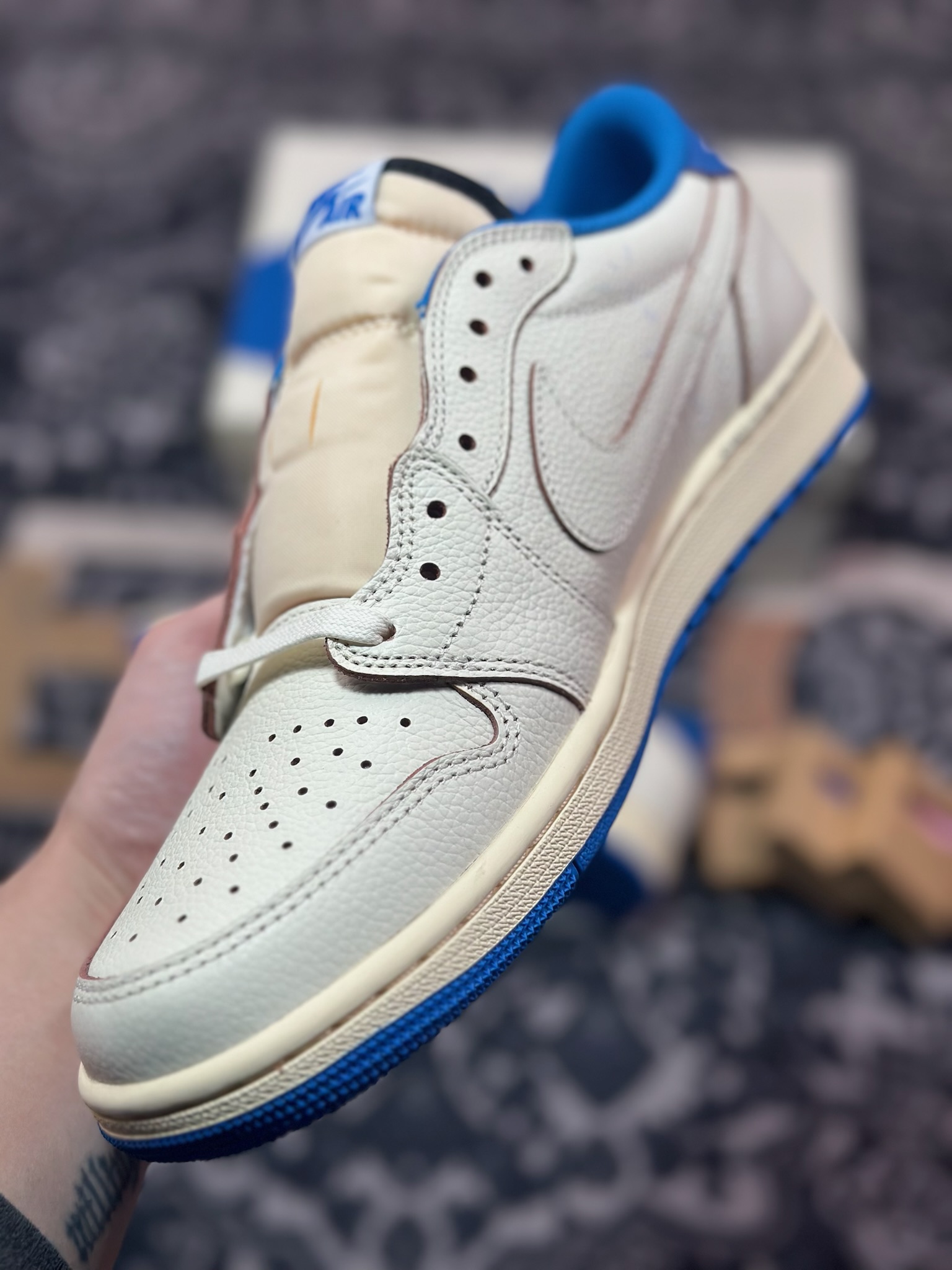 C6420  优选 原装混卖版#36-48.5 #Fragment x Travis Scott x Air Jordan 1 Low 藤原浩三方联名2.0白蓝  DM7866-104