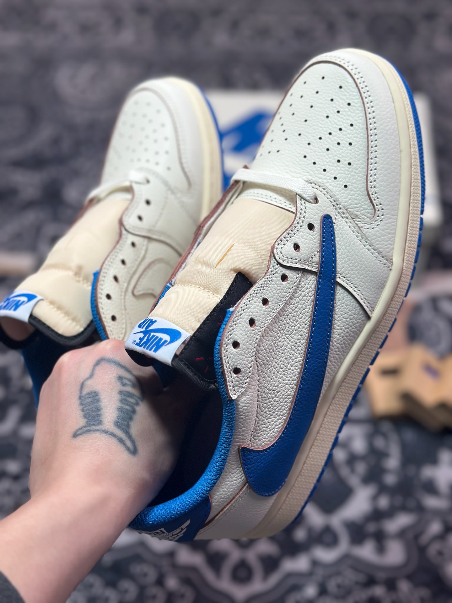 C6420  优选 原装混卖版#36-48.5 #Fragment x Travis Scott x Air Jordan 1 Low 藤原浩三方联名2.0白蓝  DM7866-104