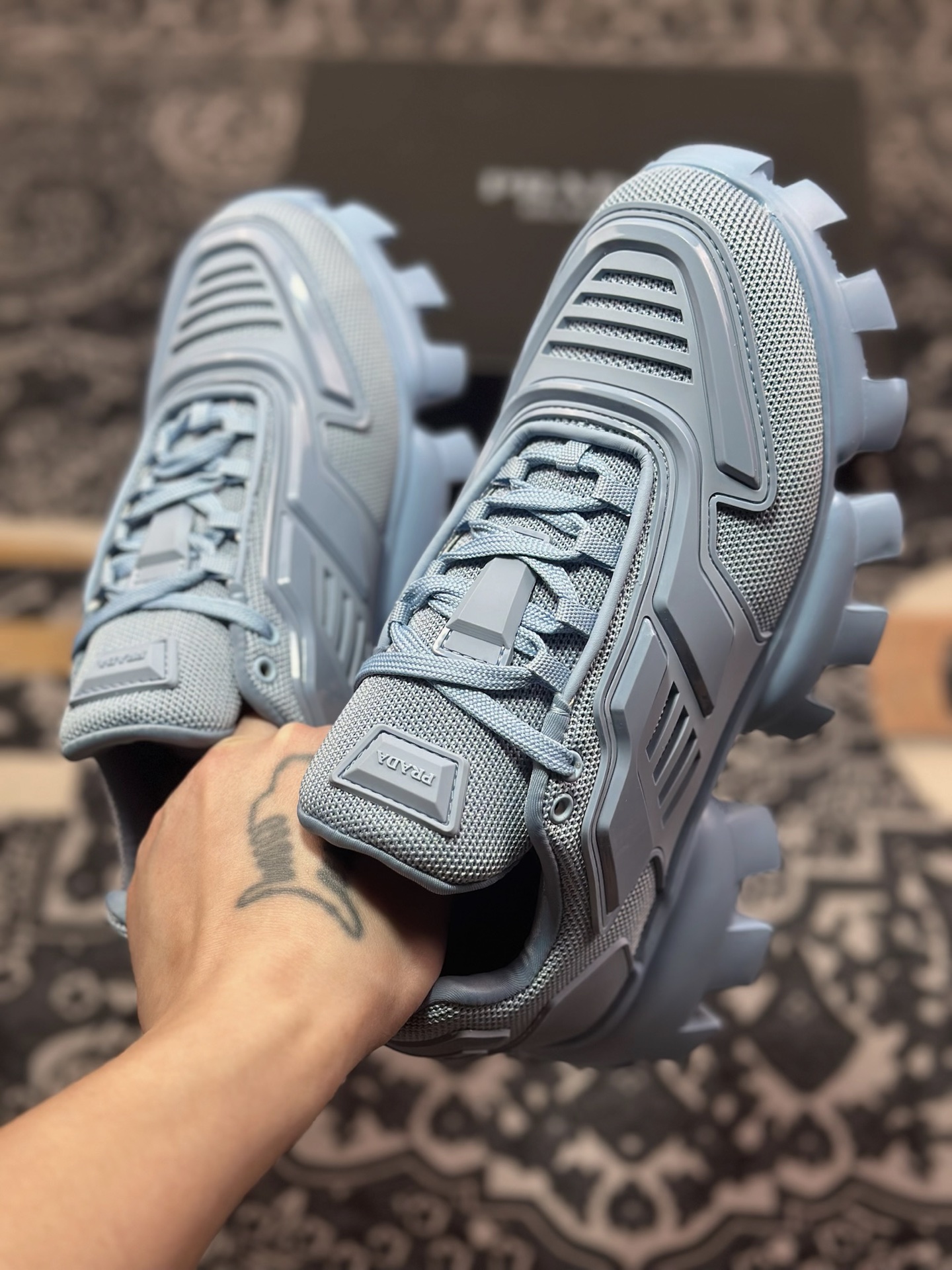 B7320  普拉达Prada Cloudbust Thunder Low Sneakers 百搭休闲运动鞋“浅蓝”2EG293_3KZU_F0076