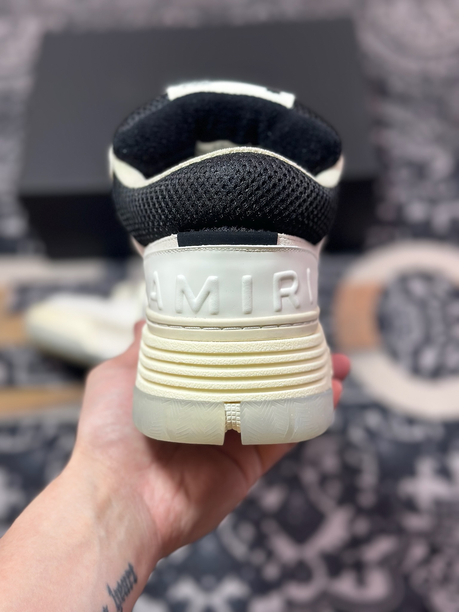 D6550  埃米尔/Amiri Stadium Low-Top Sneakers 运动系列低帮增高厚底板鞋“皮革骨白卡其黑”0400016250757