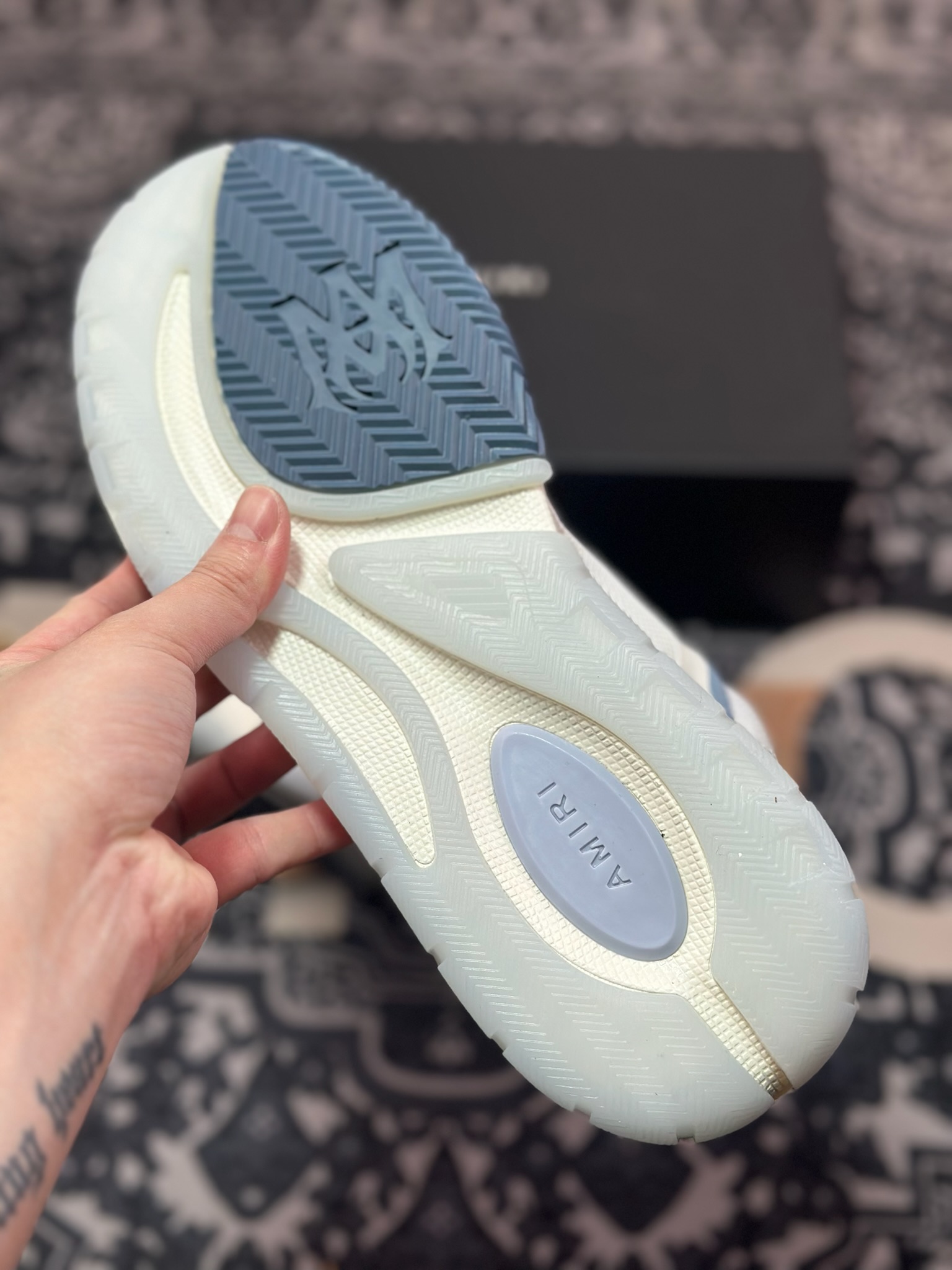 D6550   Amiri Stadium Low-Top Sneakers 运动系列低帮增高厚底板鞋“皮革白浅蓝” 0400016250759
