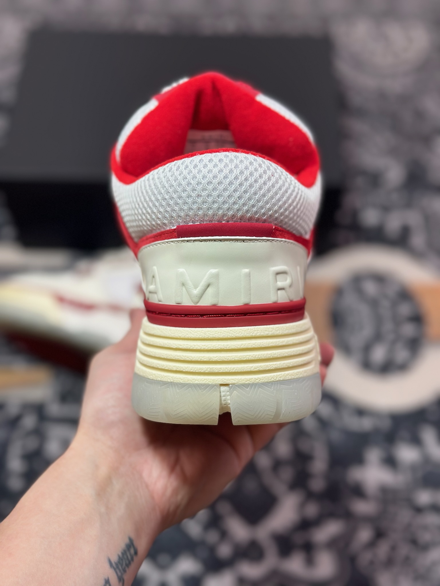 D6550   埃米尔/Amiri MA-1 Low-Top Sneakers MA-1系列低帮经典增高厚底面包风休闲运动鞋“皮革米白红”