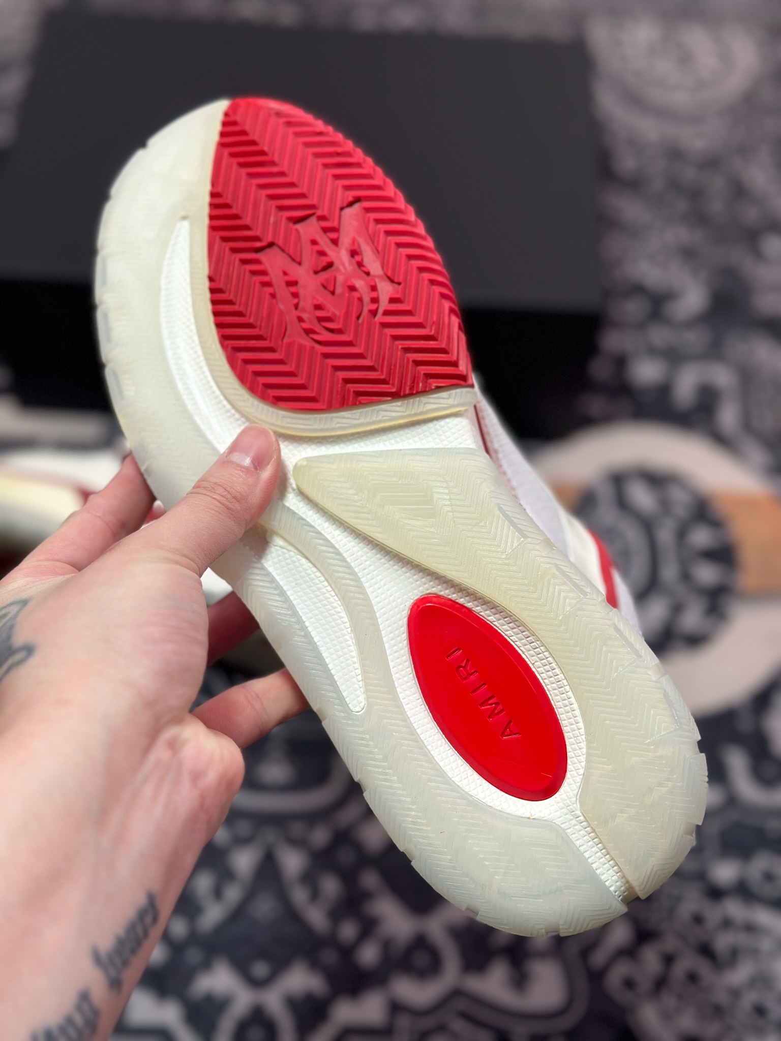 D6550   埃米尔/Amiri MA-1 Low-Top Sneakers MA-1系列低帮经典增高厚底面包风休闲运动鞋“皮革米白红”