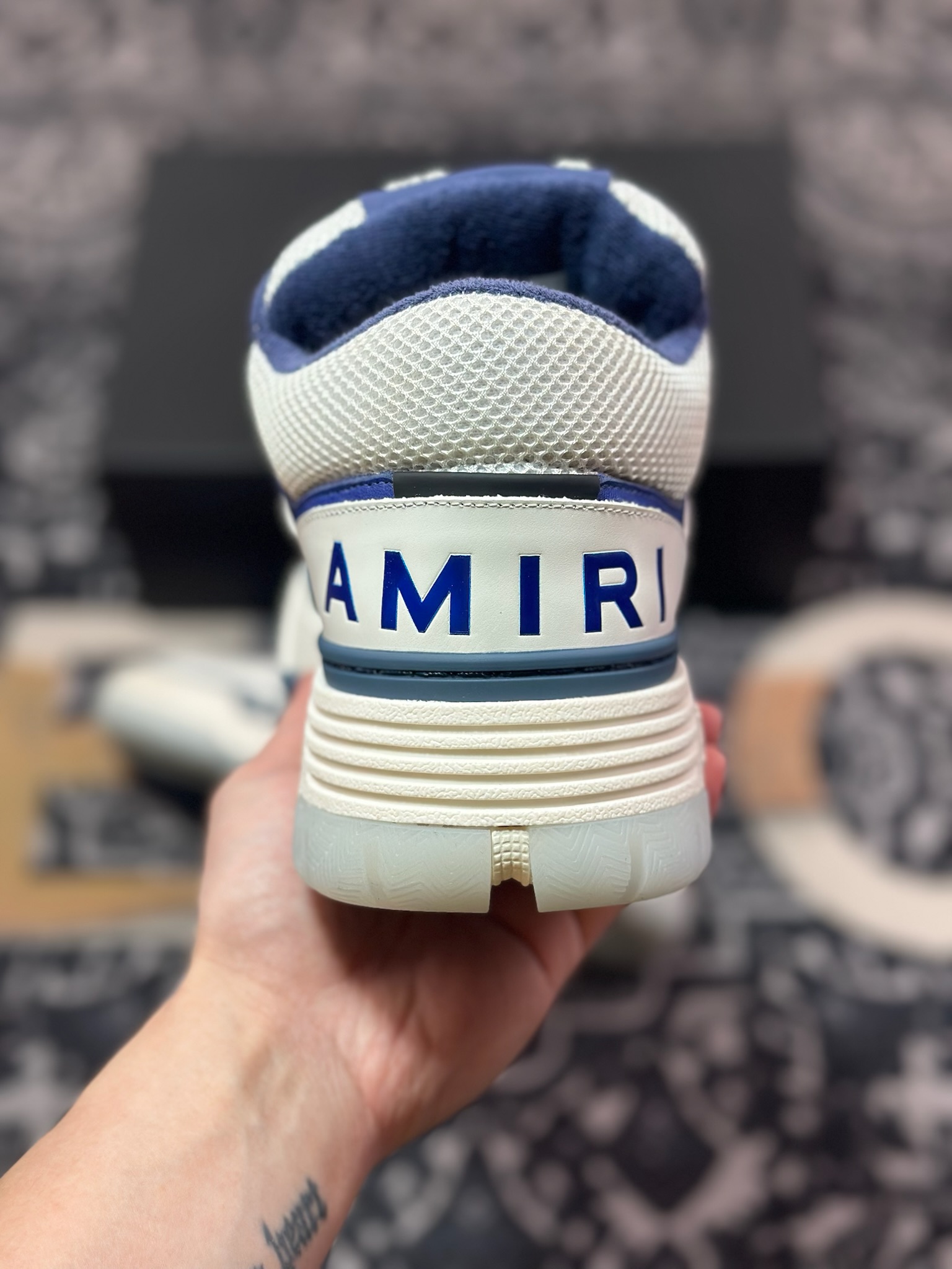 D6550   埃米尔/Amiri MA-1 Low-Top Sneakers MA-1系列低帮经典增高厚底面包风休闲运动鞋“皮革米白藏青”