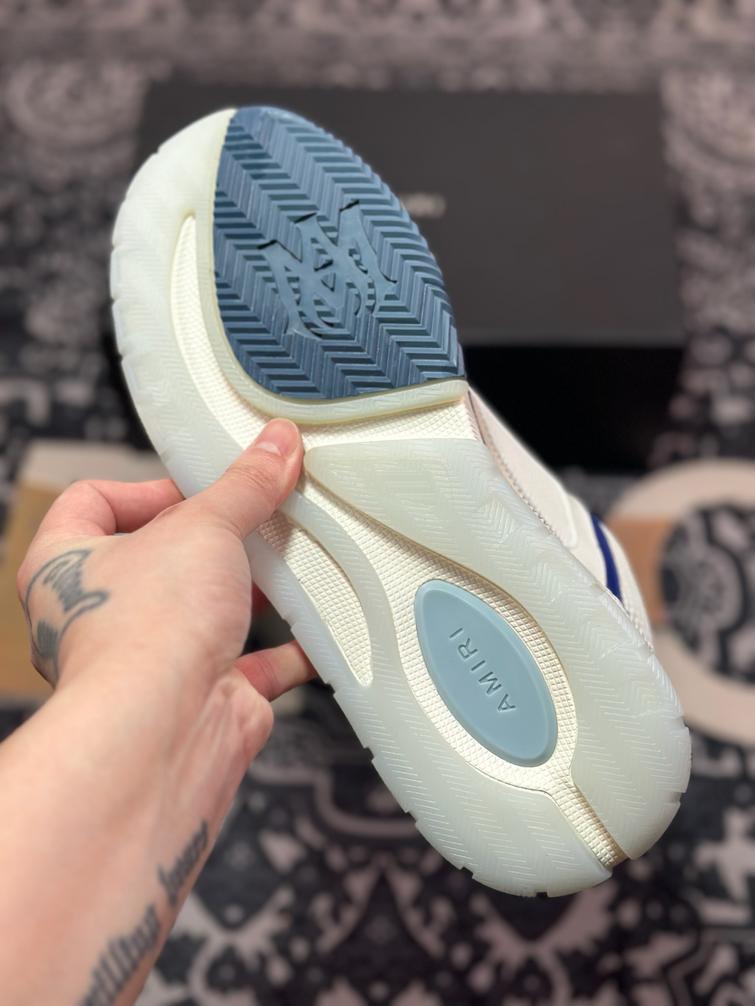 D6550   埃米尔/Amiri MA-1 Low-Top Sneakers MA-1系列低帮经典增高厚底面包风休闲运动鞋“皮革米白藏青”