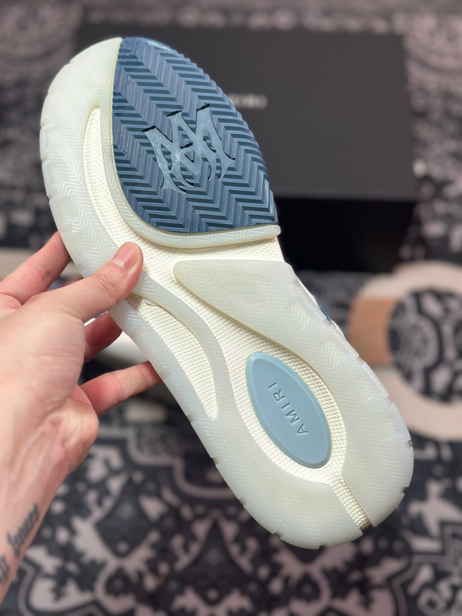 D6550  埃米尔/Amiri MA-1 Low-Top Sneakers MA-1系列低帮经典增高休闲运动鞋“牛仔蓝米白”