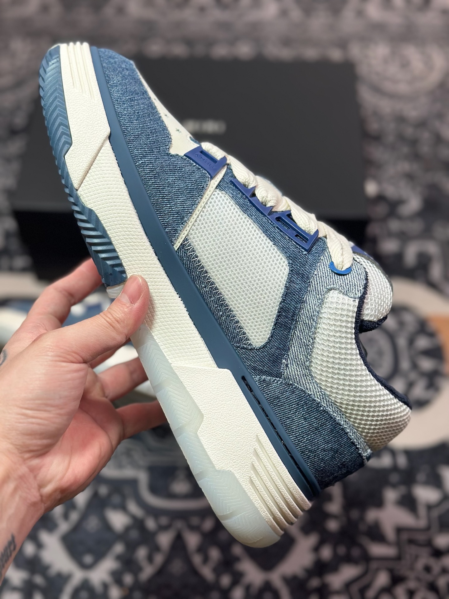 D6550  埃米尔/Amiri MA-1 Low-Top Sneakers MA-1系列低帮经典增高休闲运动鞋“牛仔蓝米白”
