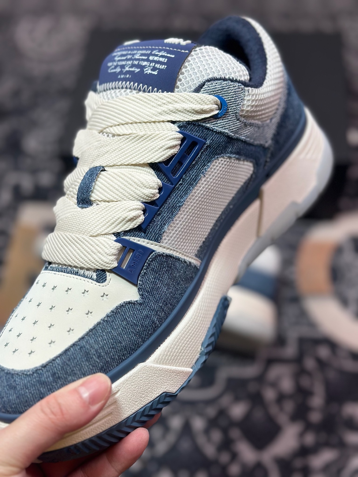 D6550  埃米尔/Amiri MA-1 Low-Top Sneakers MA-1系列低帮经典增高休闲运动鞋“牛仔蓝米白”