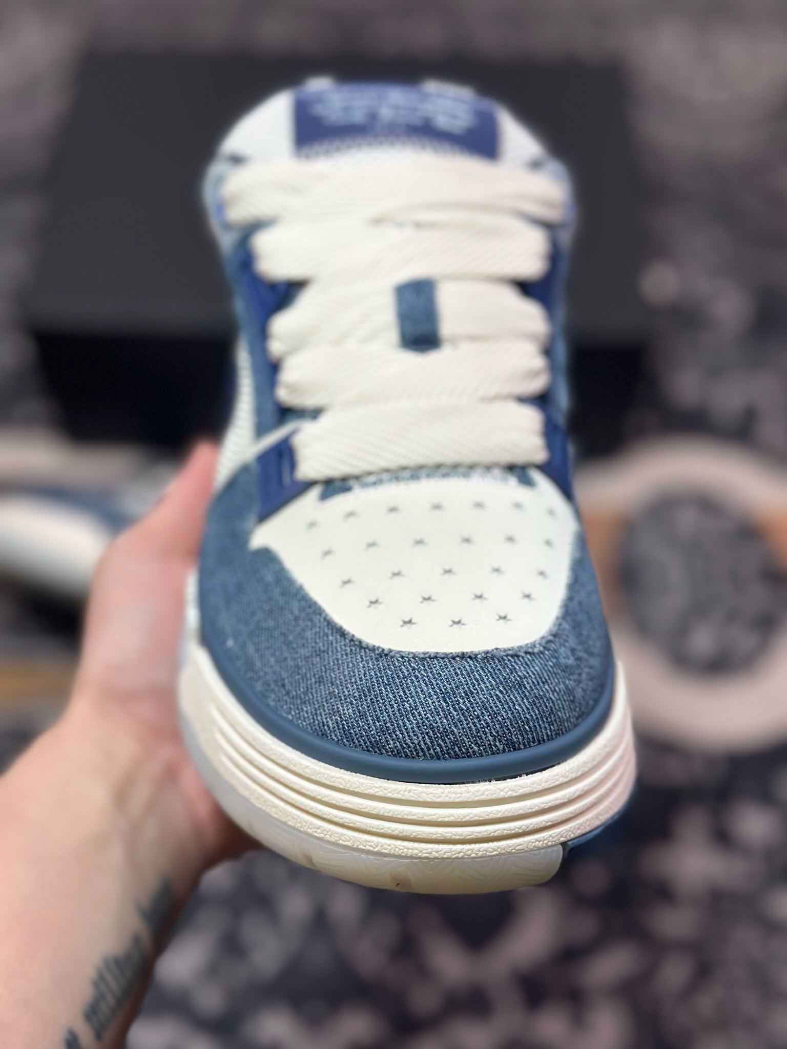 D6550  埃米尔/Amiri MA-1 Low-Top Sneakers MA-1系列低帮经典增高休闲运动鞋“牛仔蓝米白”