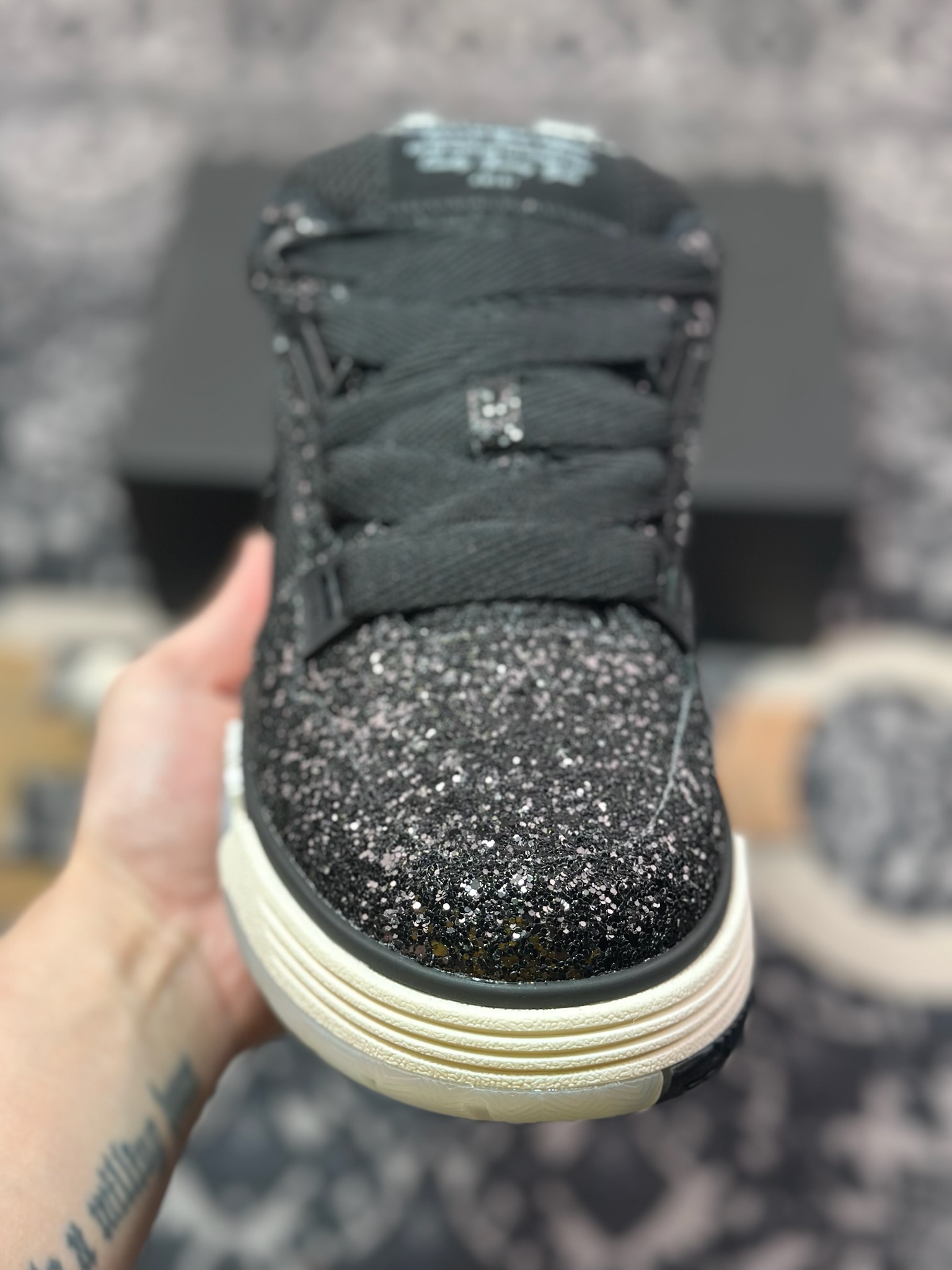 D6550  埃米尔/Amiri MA-1 Low-Top Sneakers MA-1系列低帮经典增高厚底面包风休闲运动鞋“黑炫钻石”