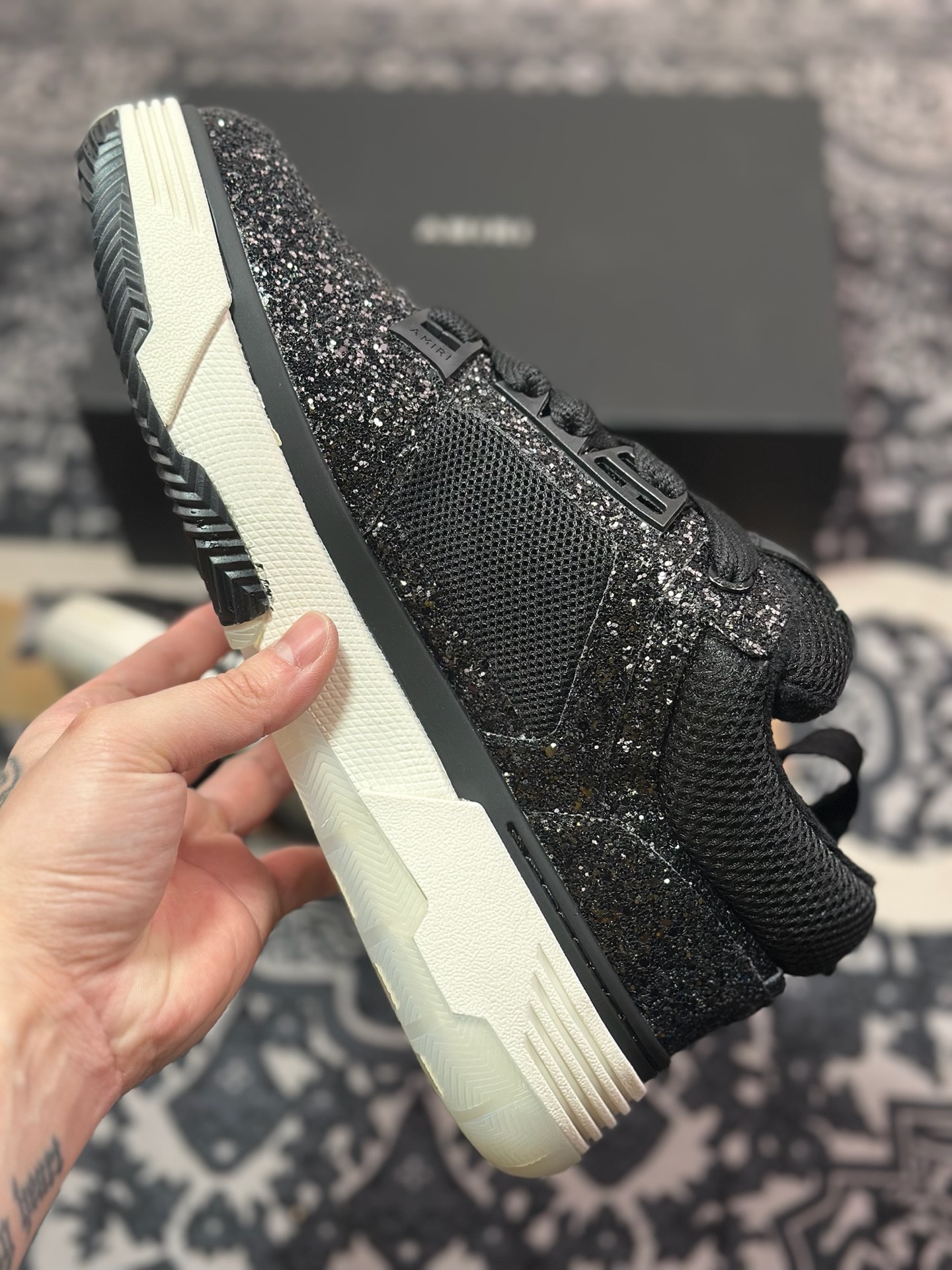 D6550  埃米尔/Amiri MA-1 Low-Top Sneakers MA-1系列低帮经典增高厚底面包风休闲运动鞋“黑炫钻石”