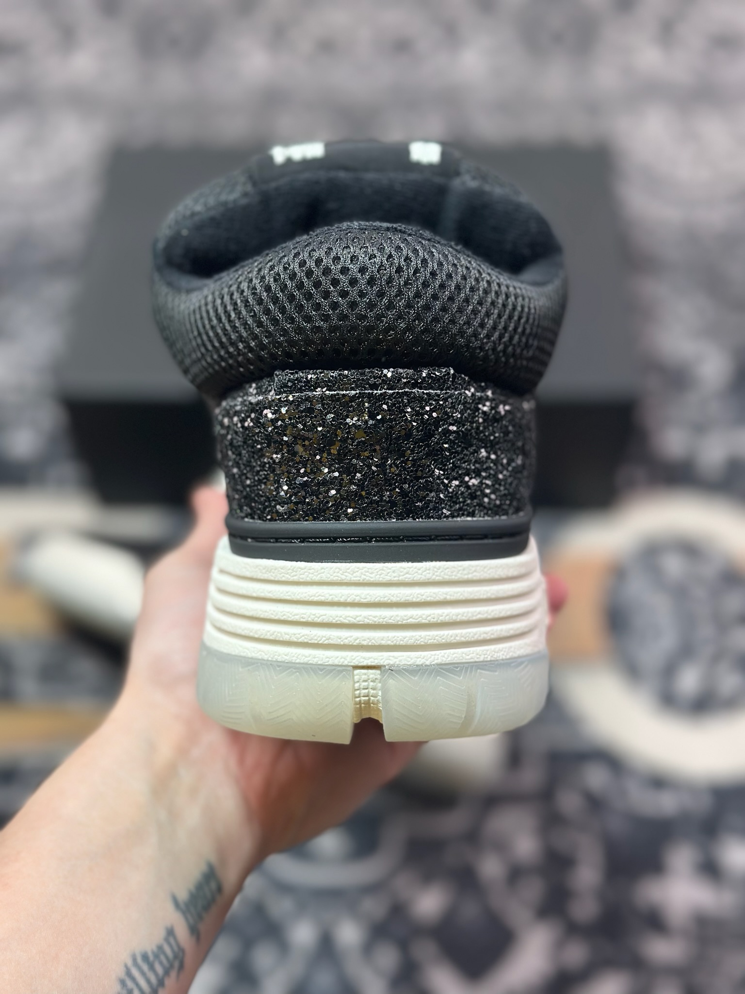 D6550  埃米尔/Amiri MA-1 Low-Top Sneakers MA-1系列低帮经典增高厚底面包风休闲运动鞋“黑炫钻石”