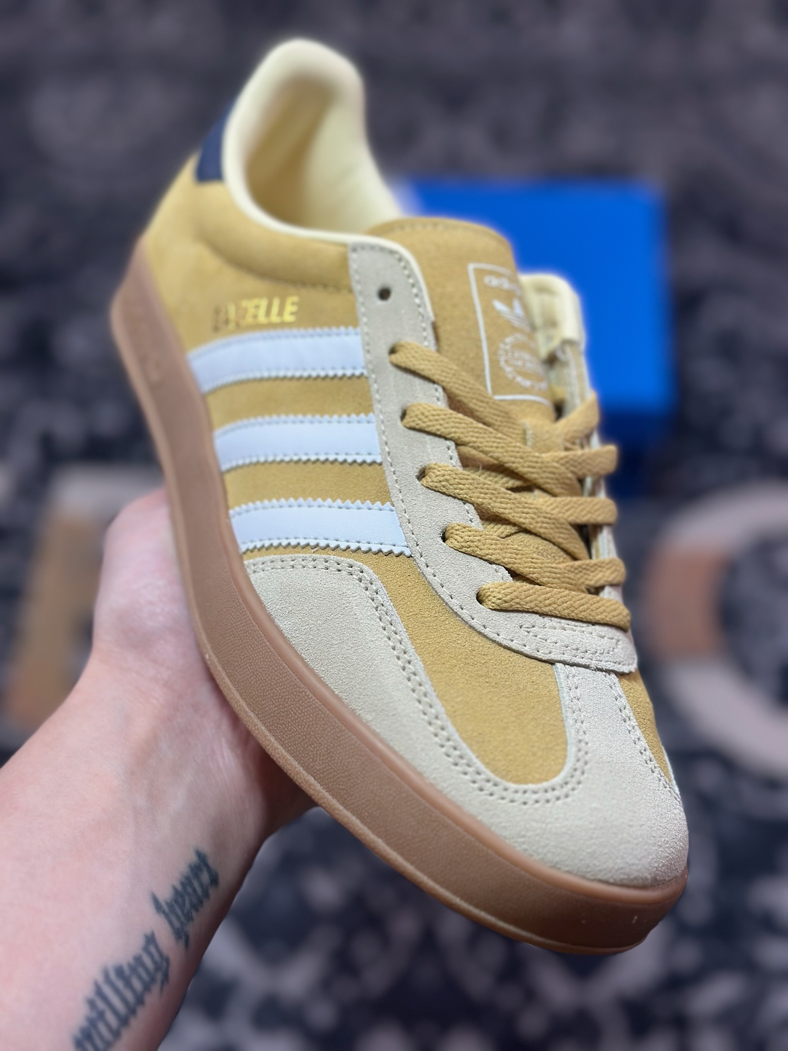 A4160  adidas Originals Gazelle INdoor 黄棕 三叶草休闲防滑耐磨低帮板鞋   JI3523