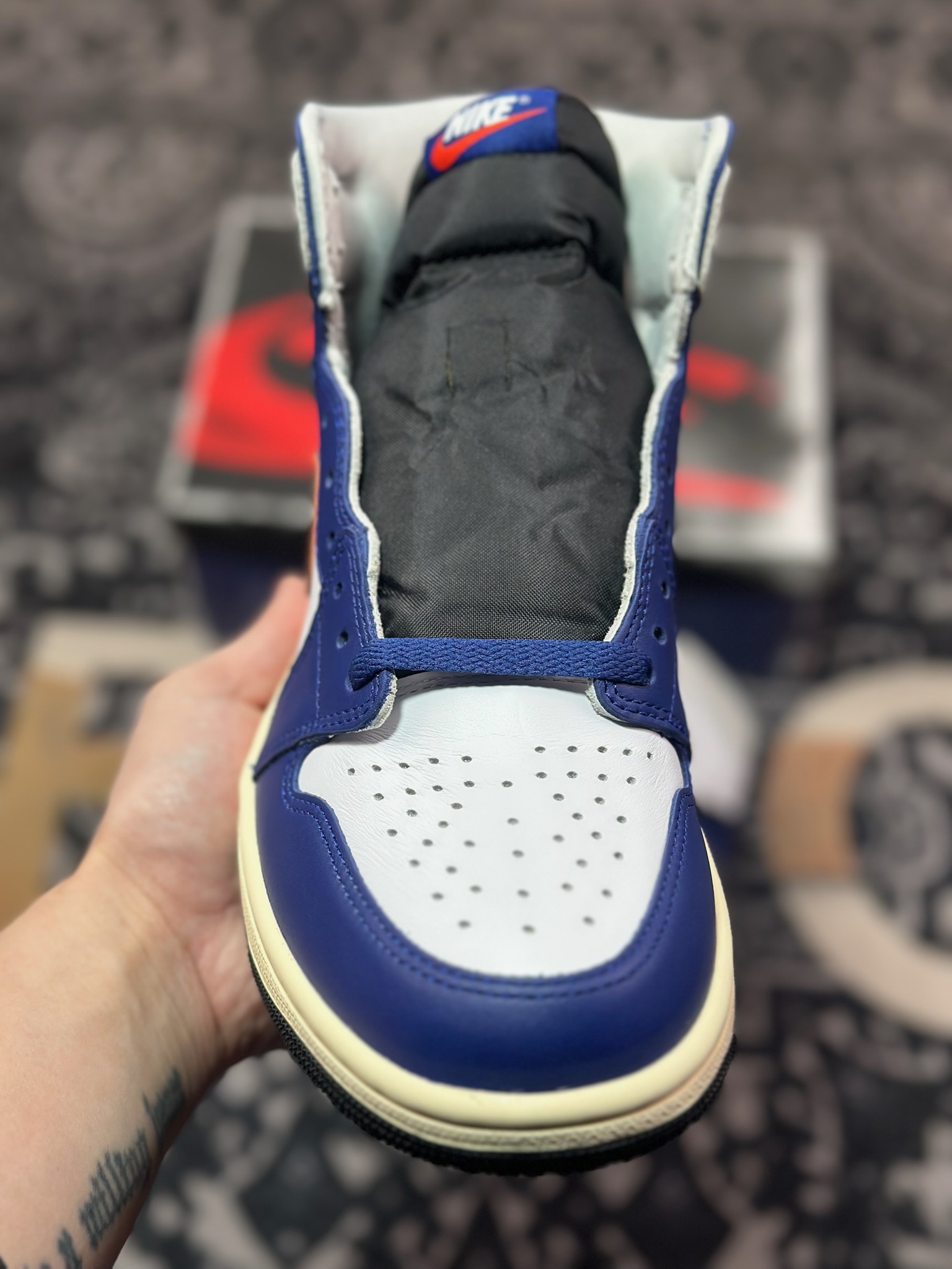 C6420   优选 Air Jordan 1 Retro High OG ” White Deep Royal Blue ” 海军蓝白 AJ1乔1高帮文化篮球鞋 DZ5485-100