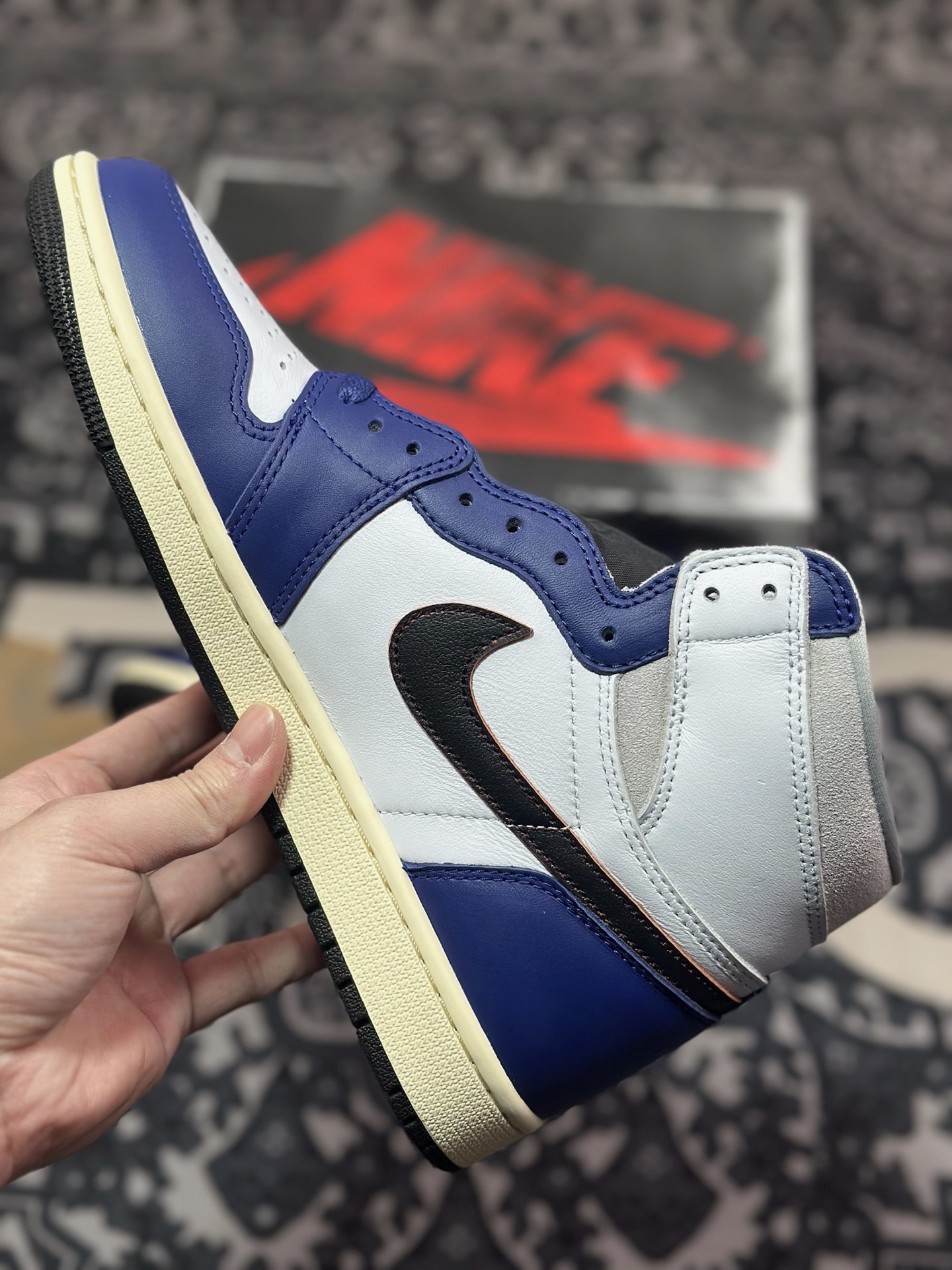 C6420   优选 Air Jordan 1 Retro High OG ” White Deep Royal Blue ” 海军蓝白 AJ1乔1高帮文化篮球鞋 DZ5485-100
