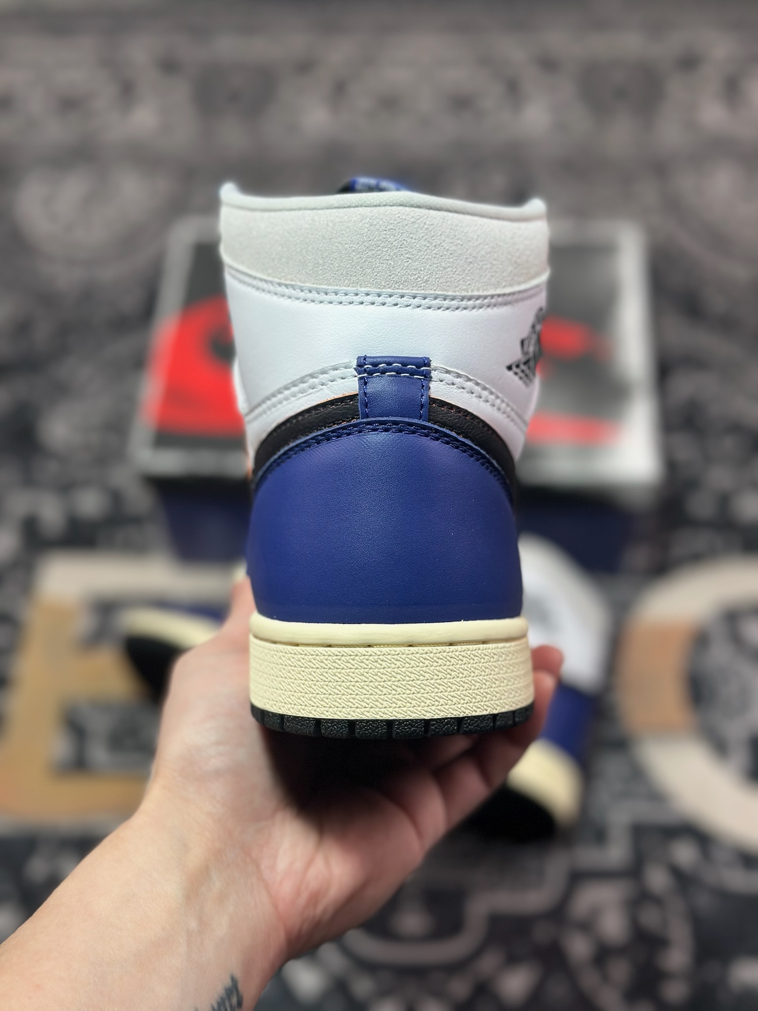 C6420   优选 Air Jordan 1 Retro High OG ” White Deep Royal Blue ” 海军蓝白 AJ1乔1高帮文化篮球鞋 DZ5485-100