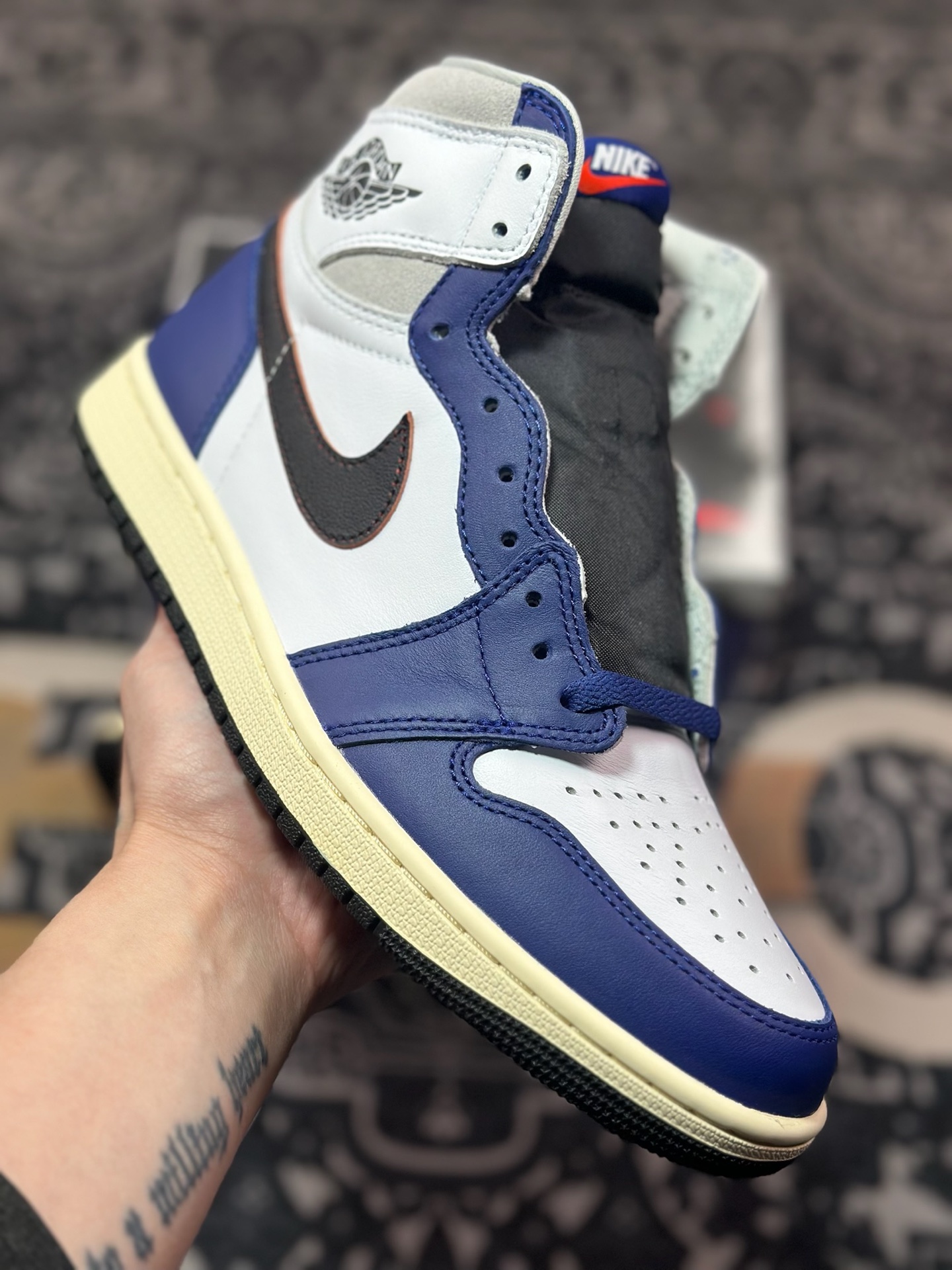 C6420   优选 Air Jordan 1 Retro High OG ” White Deep Royal Blue ” 海军蓝白 AJ1乔1高帮文化篮球鞋 DZ5485-100