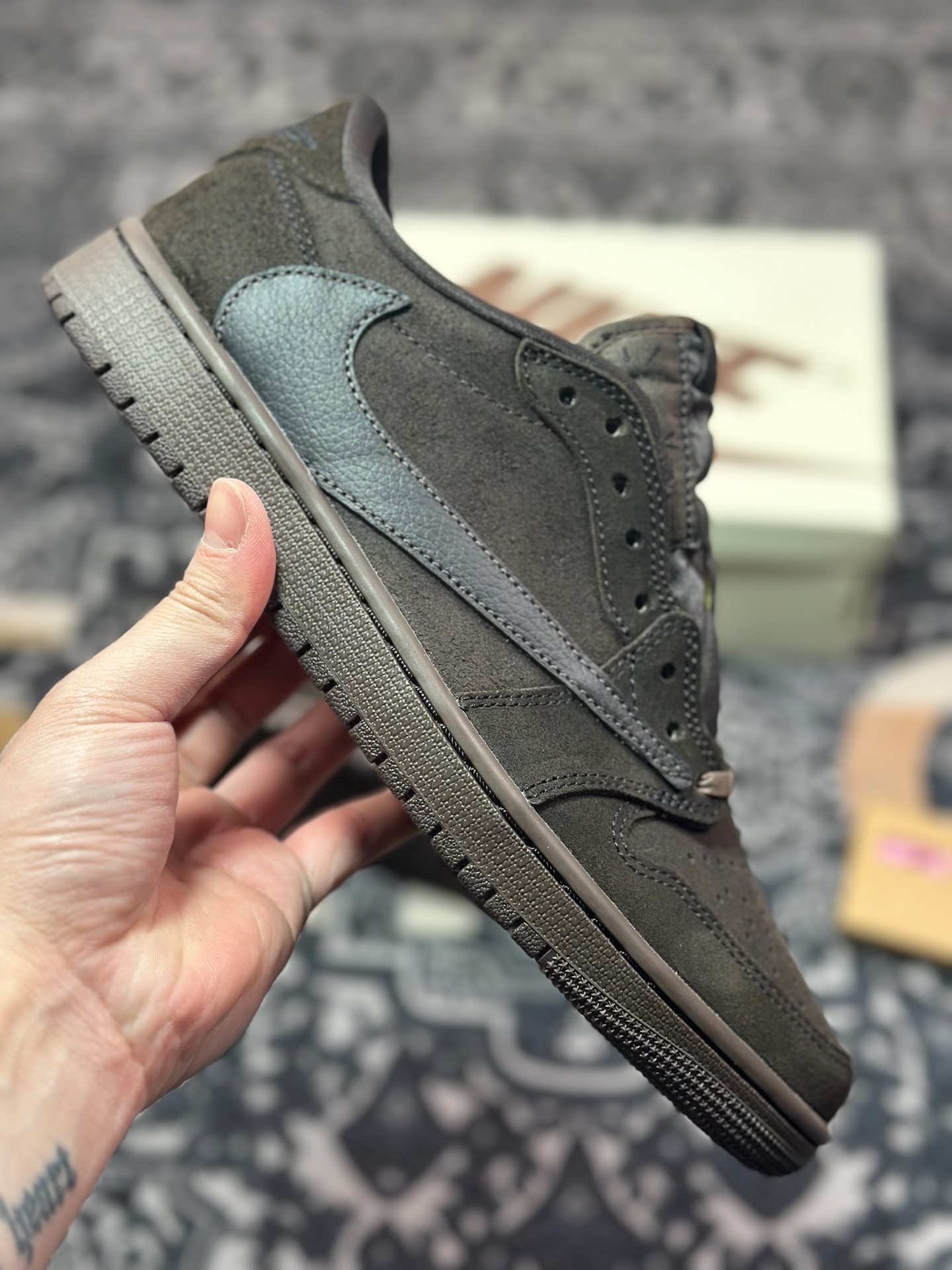 C2380  TS x Air Jordan 1 Low ”Velvet Brown” 黑棕 倒钩 DM7866-202