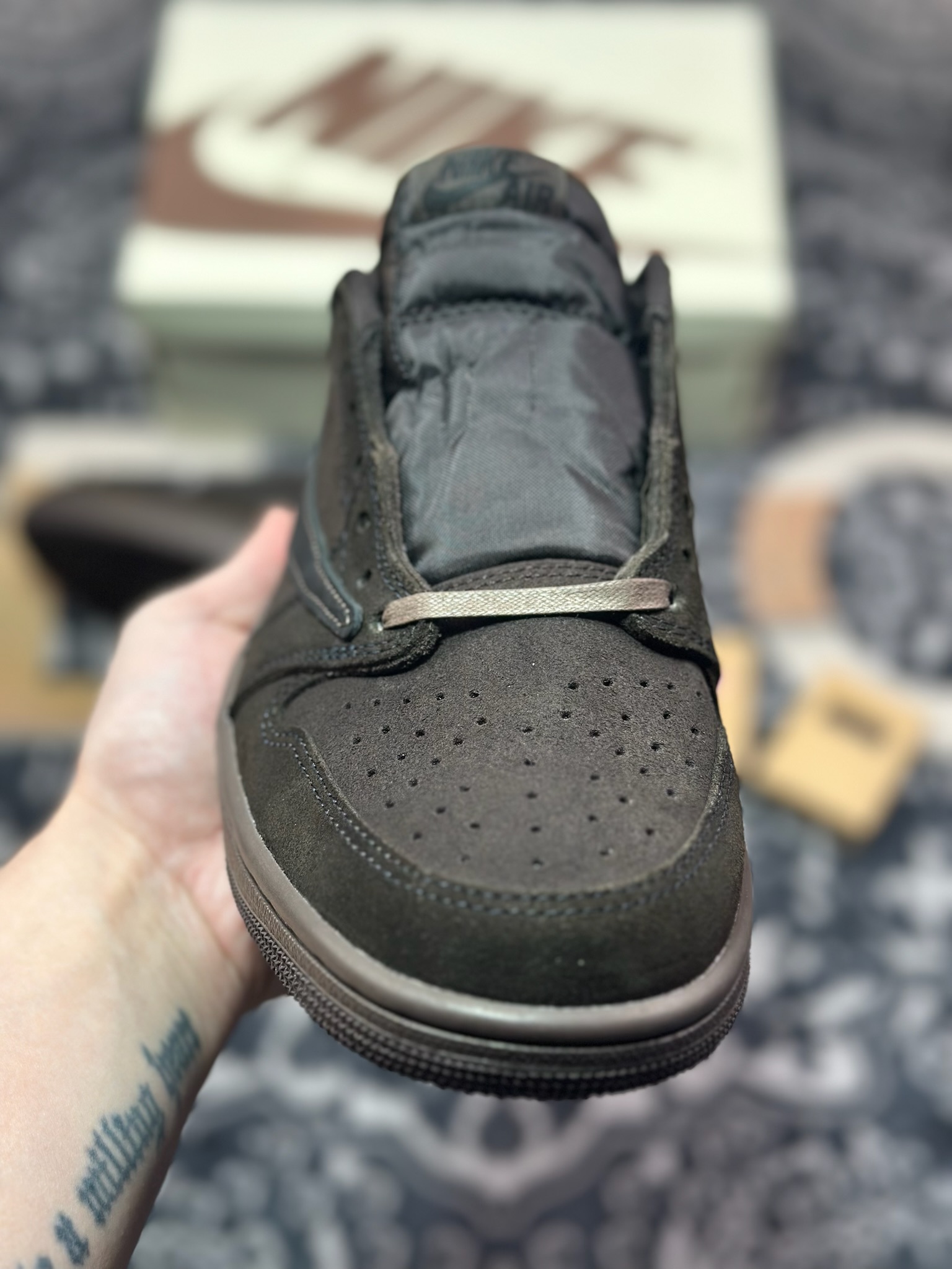 C2380  TS x Air Jordan 1 Low ”Velvet Brown” 黑棕 倒钩 DM7866-202