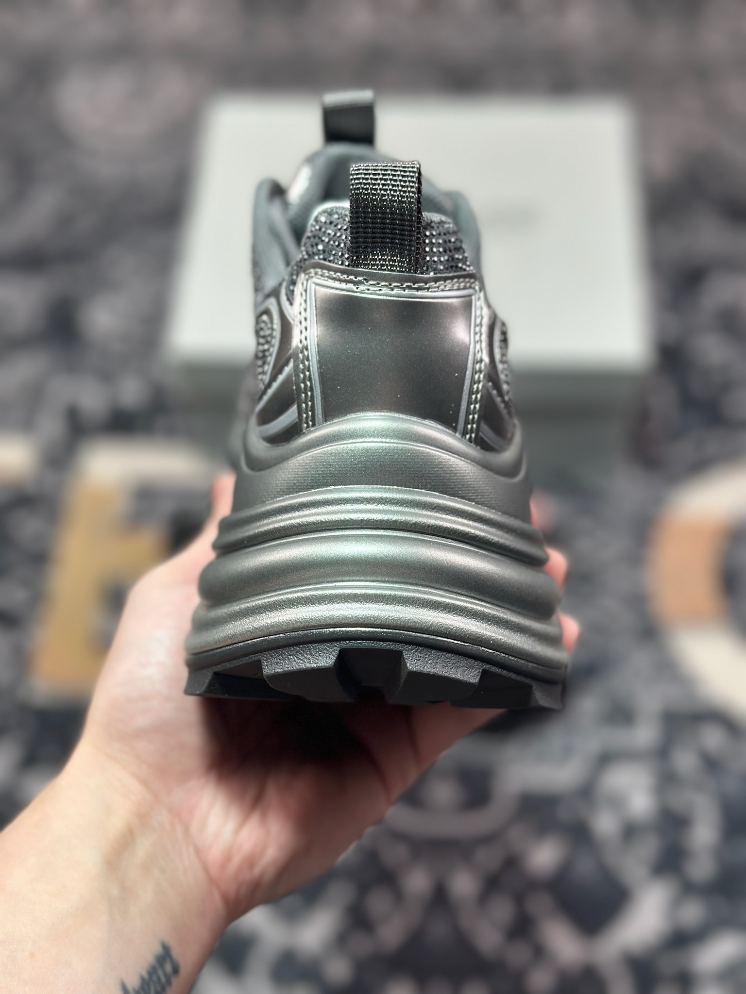 B1240  新货GG-CC Chunky Low镶钻休闲运动厚底增高老爹鞋