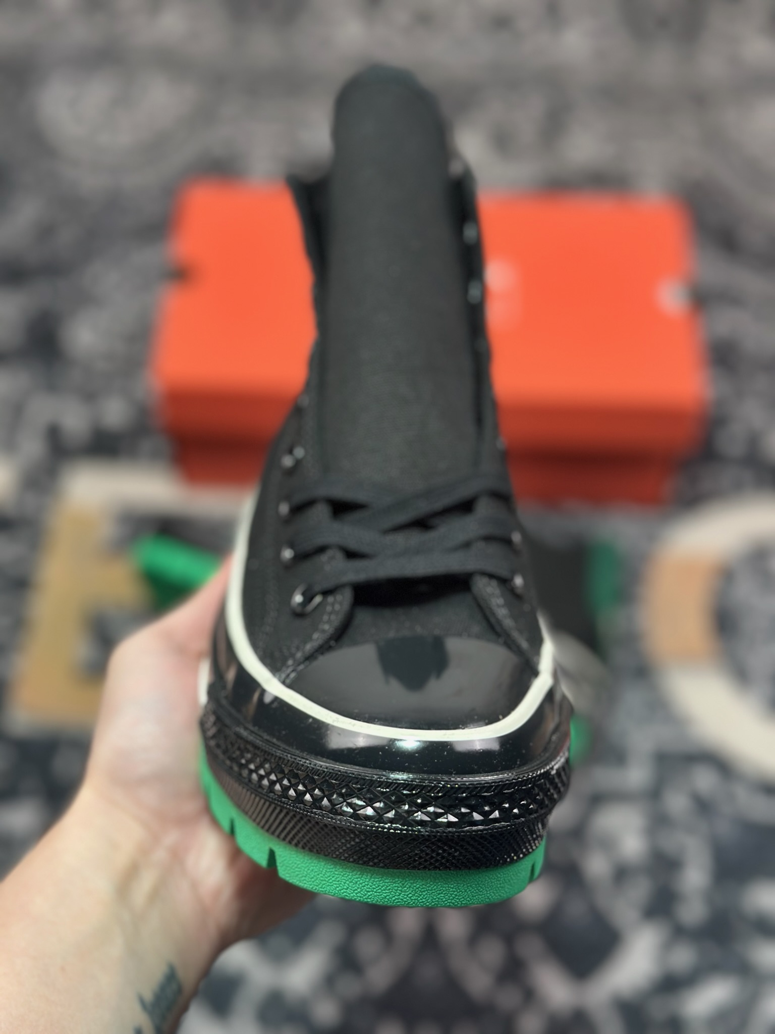 A5170   Converse Chuck 70 黑绿厚底 防滑高帮生活休闲鞋  A12137C