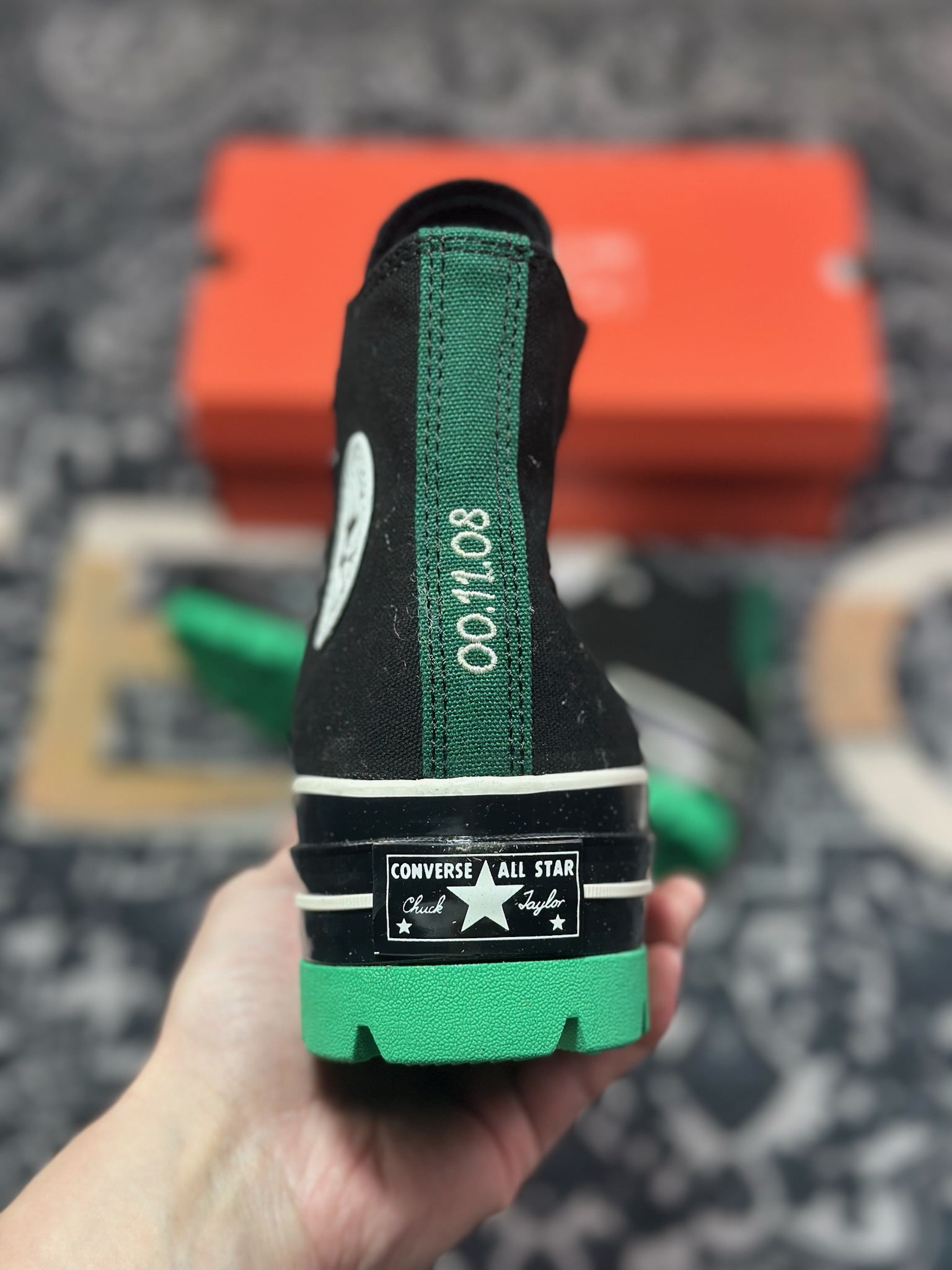 A5170   Converse Chuck 70 黑绿厚底 防滑高帮生活休闲鞋  A12137C