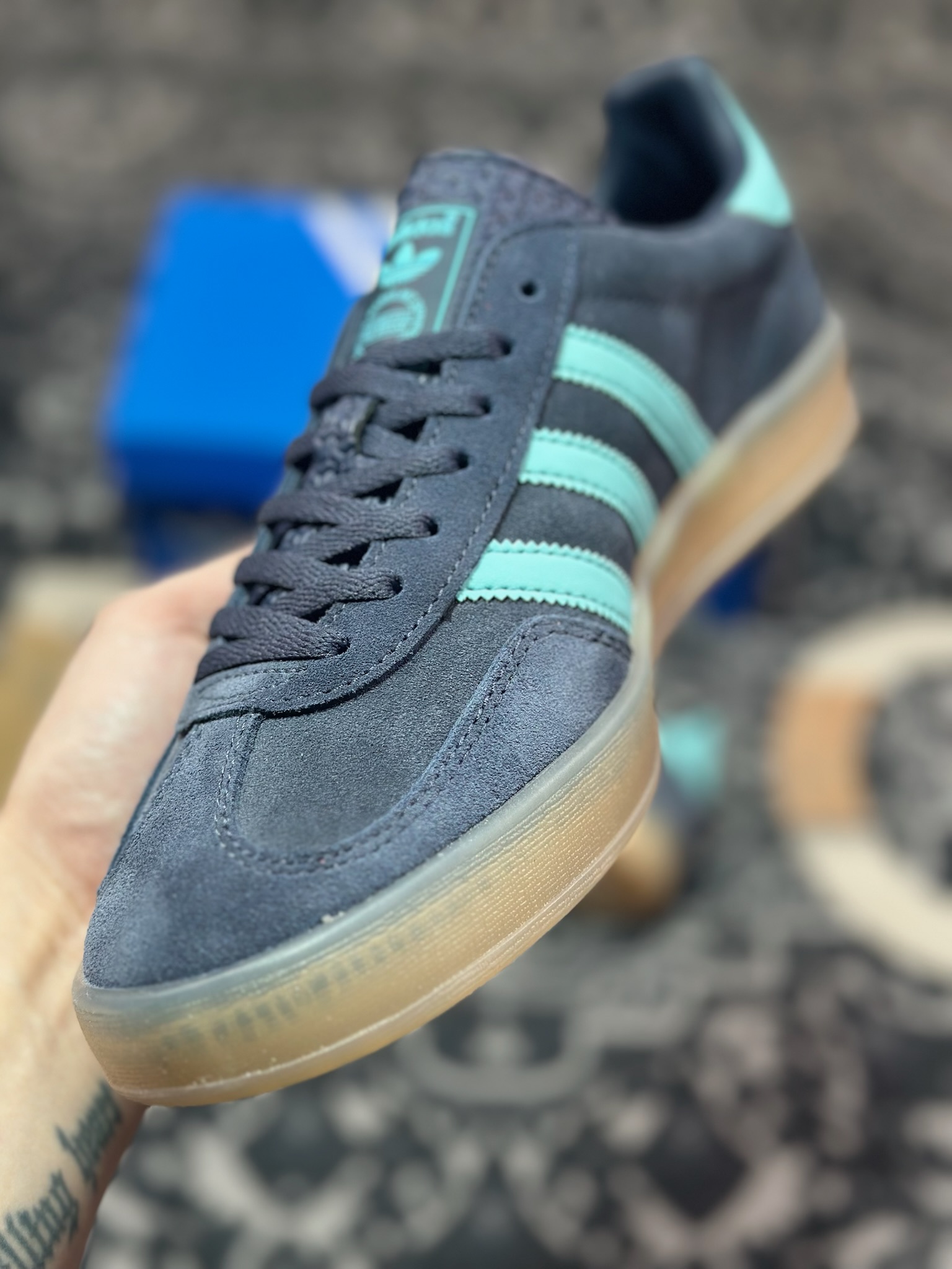 A4160  AD Originals Gazelle Indoor 蓝色 三叶草复古休闲运动板鞋   JI2587
