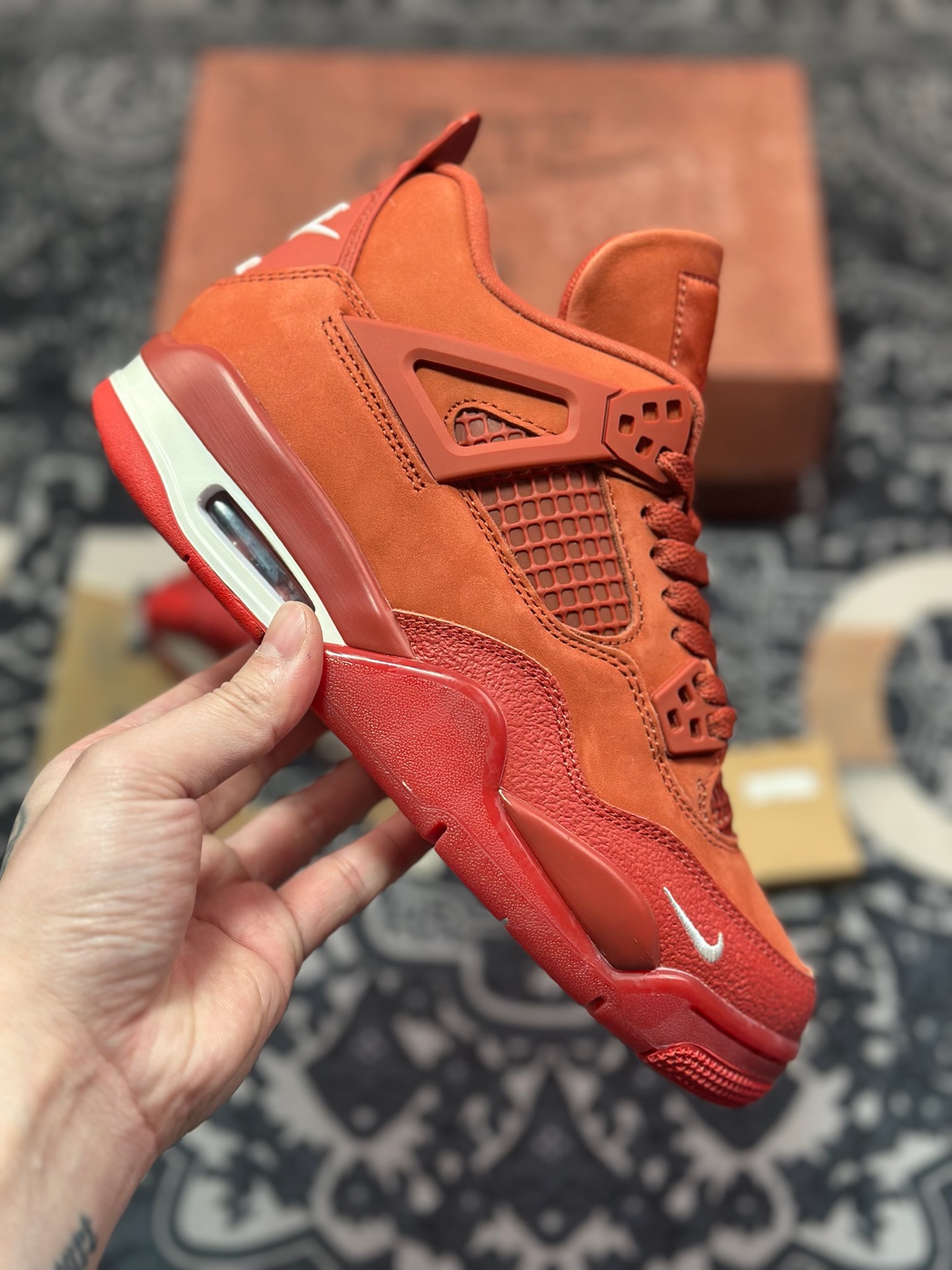 C6420  AJ4纽约红砖 Nigel Sylvester x Jordan Air Jordan 4 OG ”Brick by Brick”BIKE 乔4砖红耐磨 低帮 复古篮球鞋 HF4340-800
