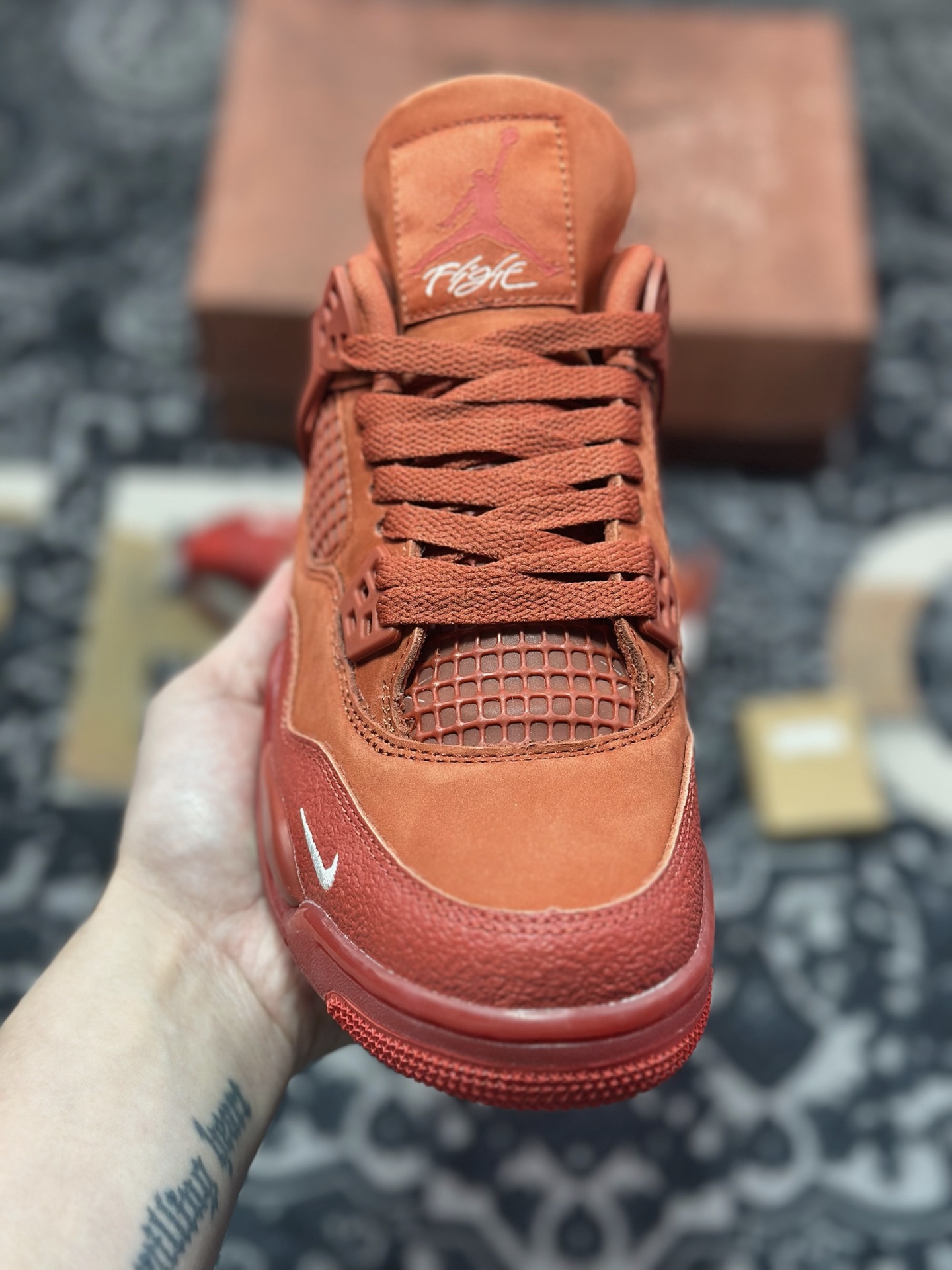 C6420  AJ4纽约红砖 Nigel Sylvester x Jordan Air Jordan 4 OG ”Brick by Brick”BIKE 乔4砖红耐磨 低帮 复古篮球鞋 HF4340-800