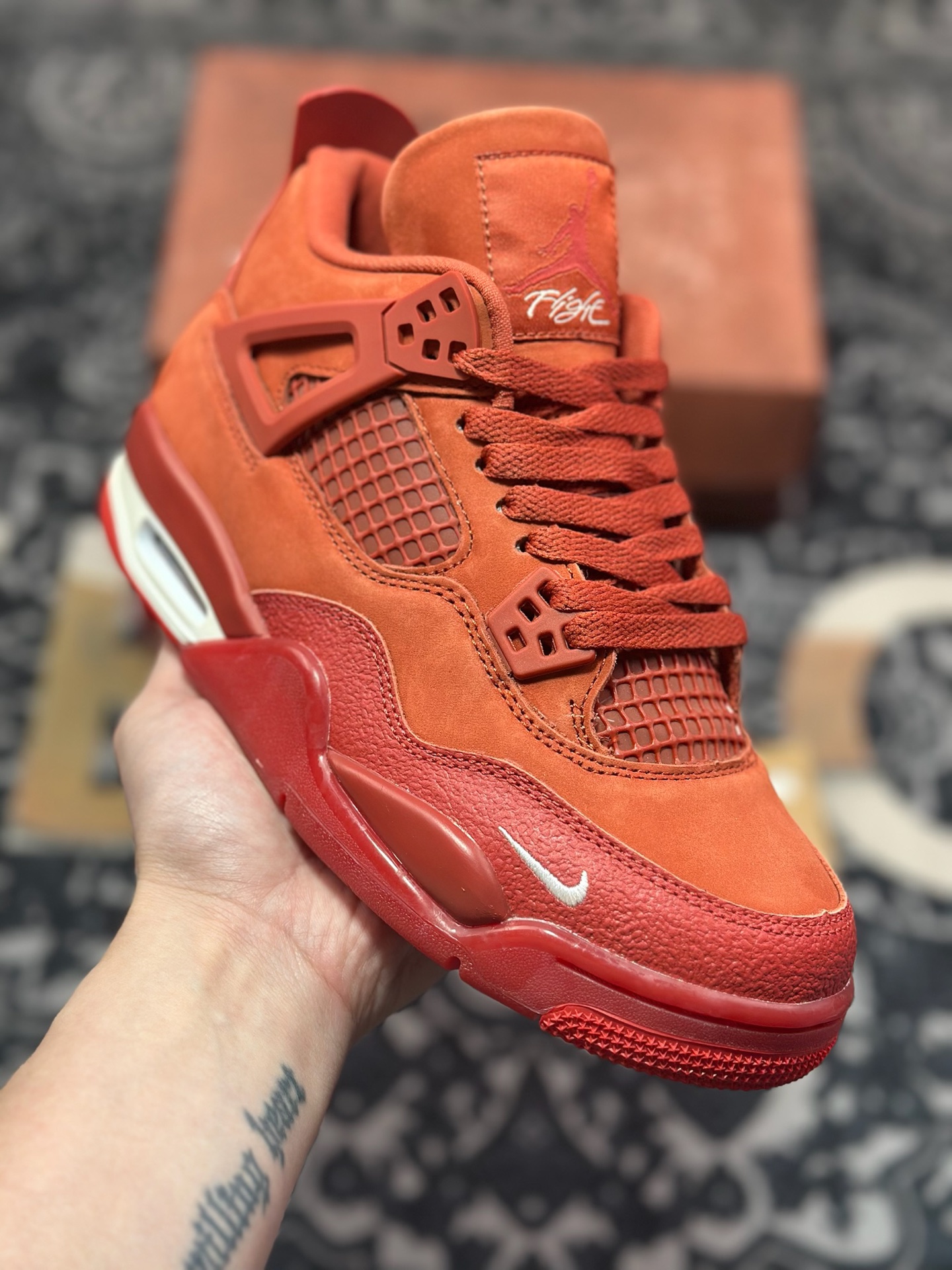 C6420  AJ4纽约红砖 Nigel Sylvester x Jordan Air Jordan 4 OG ”Brick by Brick”BIKE 乔4砖红耐磨 低帮 复古篮球鞋 HF4340-800