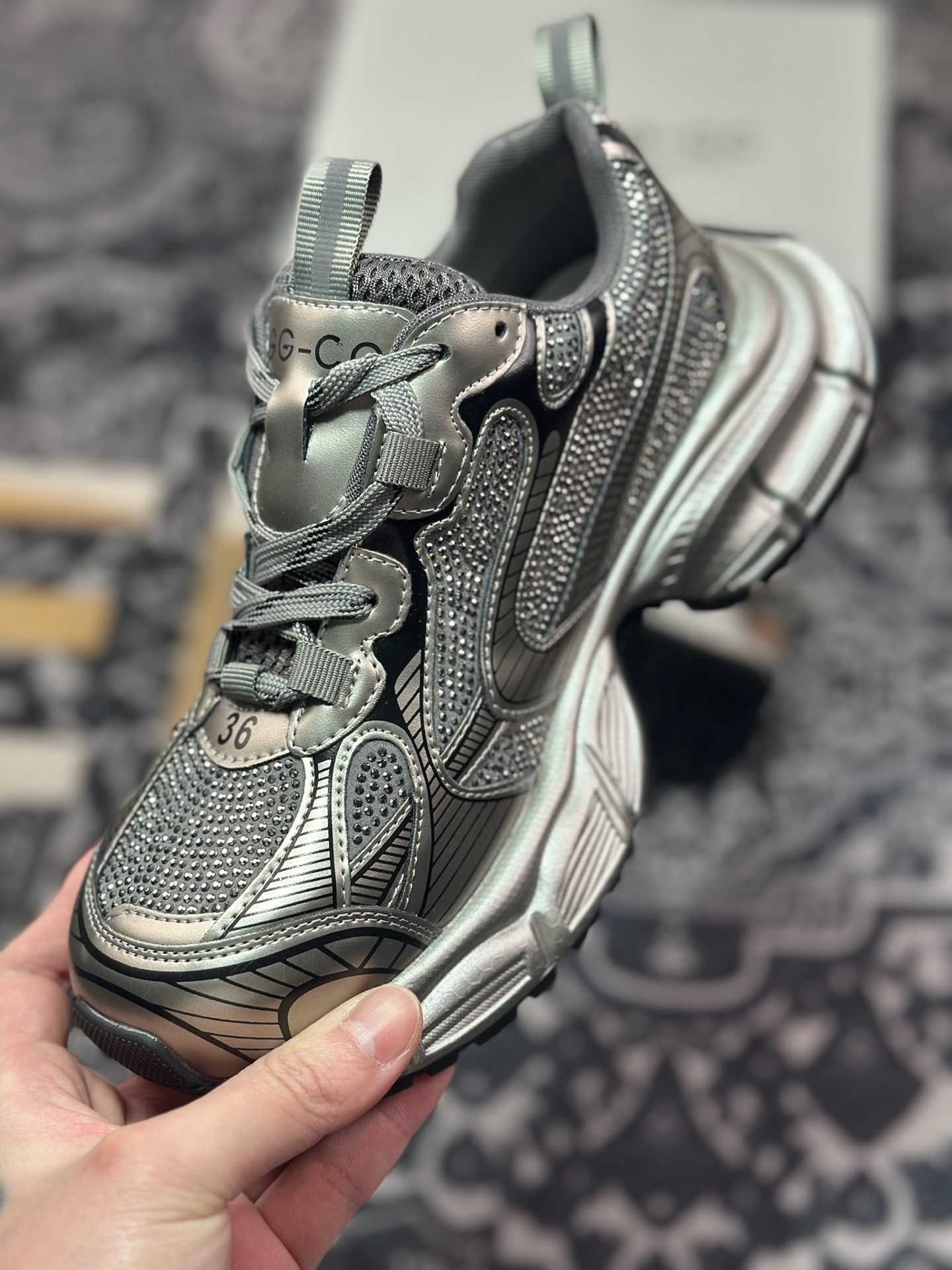 A9220  新货GG-CC Chunky Low镶钻休闲运动老爹鞋系列
