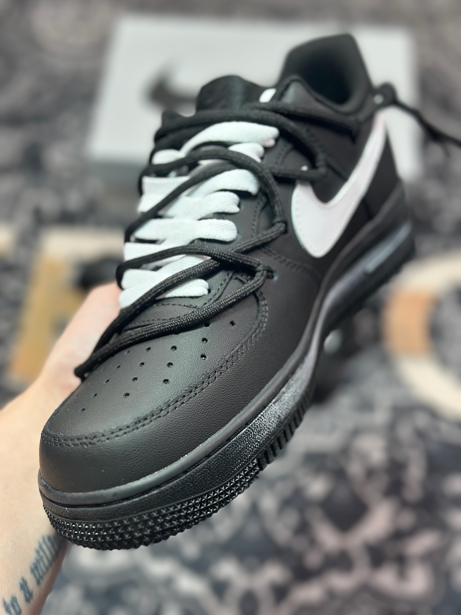 B4260   原装级别Nike Air Force 1 Low 07 黑白 雏菊涂鸦 绑带 CK0316-063