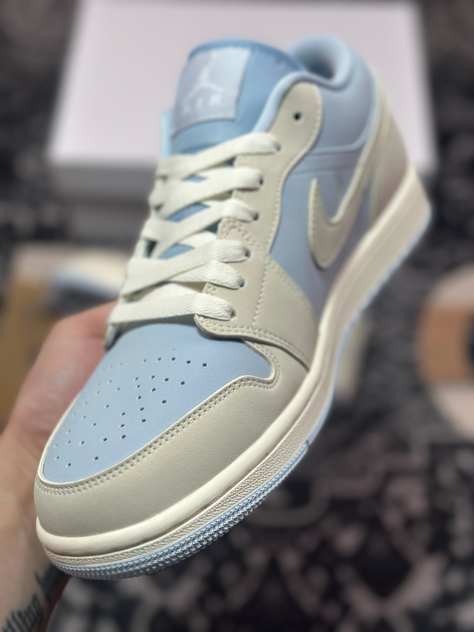 A6200  Air Jordan 1 Low AJ1 乔1低帮休闲板鞋 灰蓝  IB4003-407
