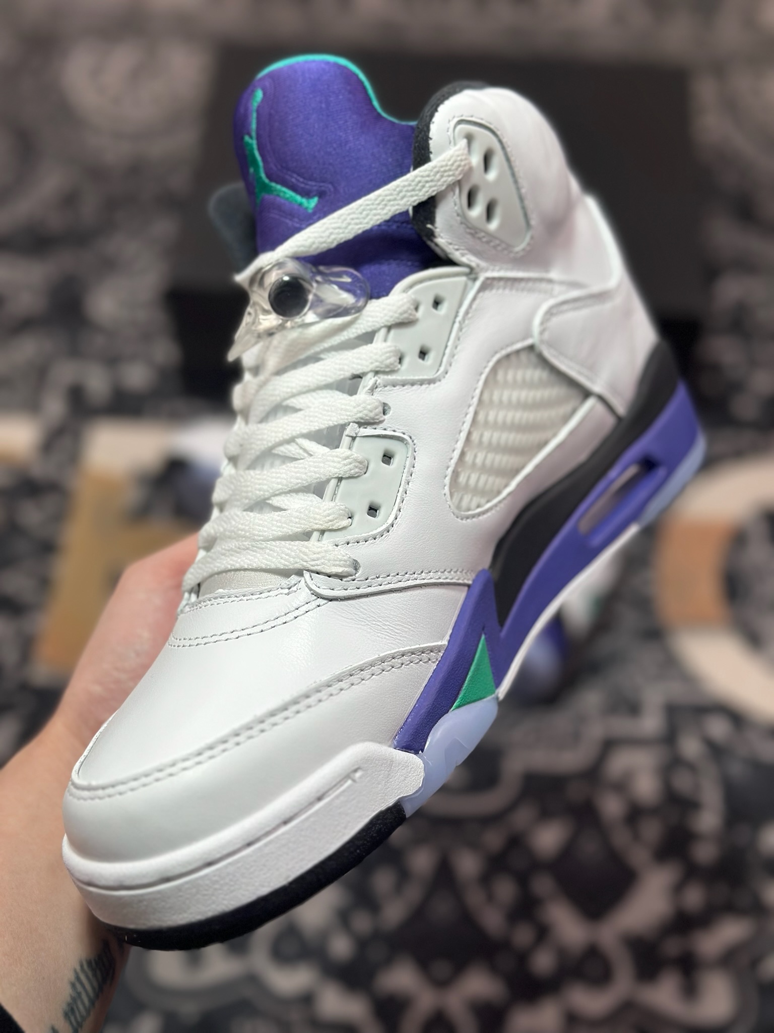 C7420  优选 Air Jordan 5 Retro AJ5乔5 男子文化篮球鞋 aj5白紫葡萄 HQ7978-100