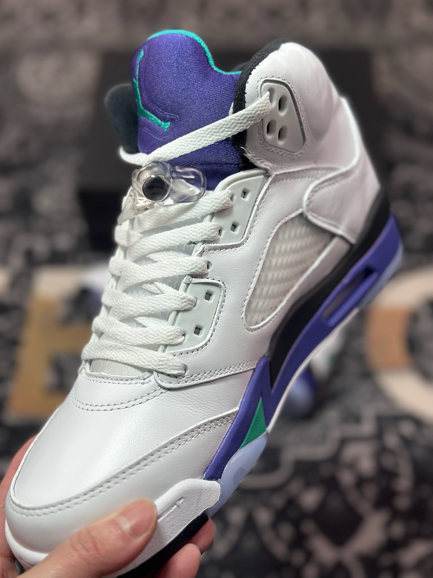 C7420  优选 Air Jordan 5 Retro AJ5乔5 男子文化篮球鞋 aj5白紫葡萄 HQ7978-100