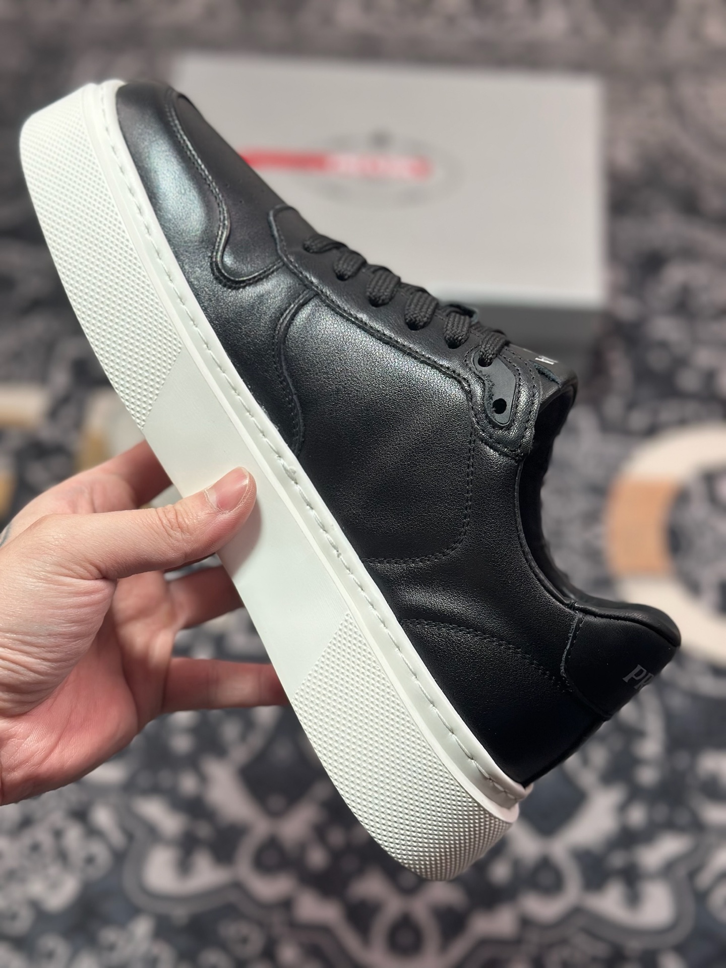 C7420  新货PRADA 普拉达 厚底徽标 低帮休闲运动鞋