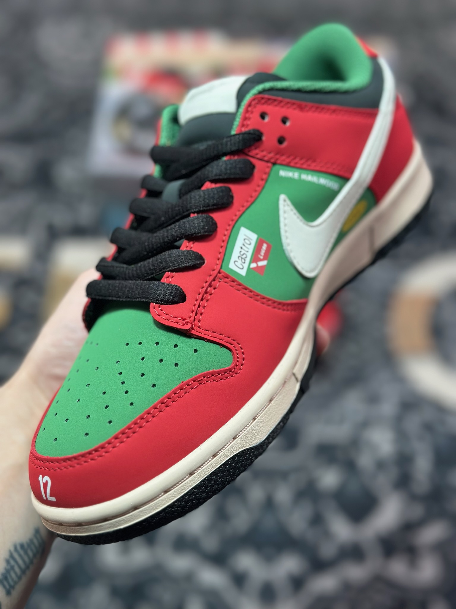 B4280  Nike SB Dunk Low 赛车红绿配色 周年高端定制 低帮休闲板鞋 MU0232-361