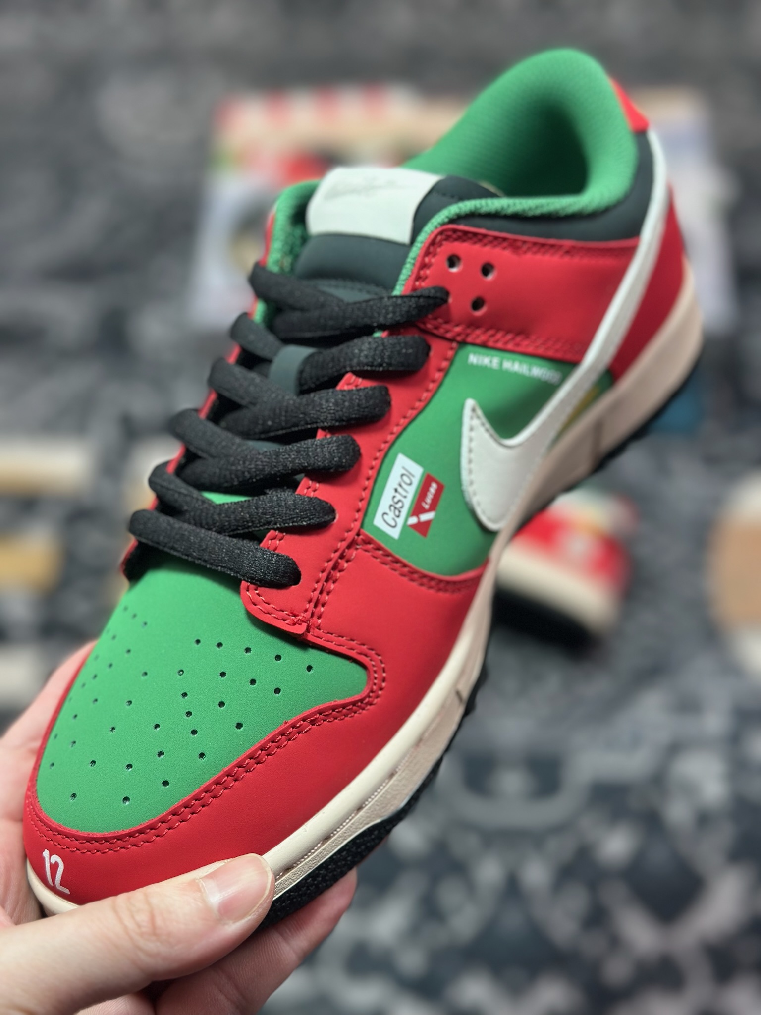 B4280  Nike SB Dunk Low 赛车红绿配色 周年高端定制 低帮休闲板鞋 MU0232-361