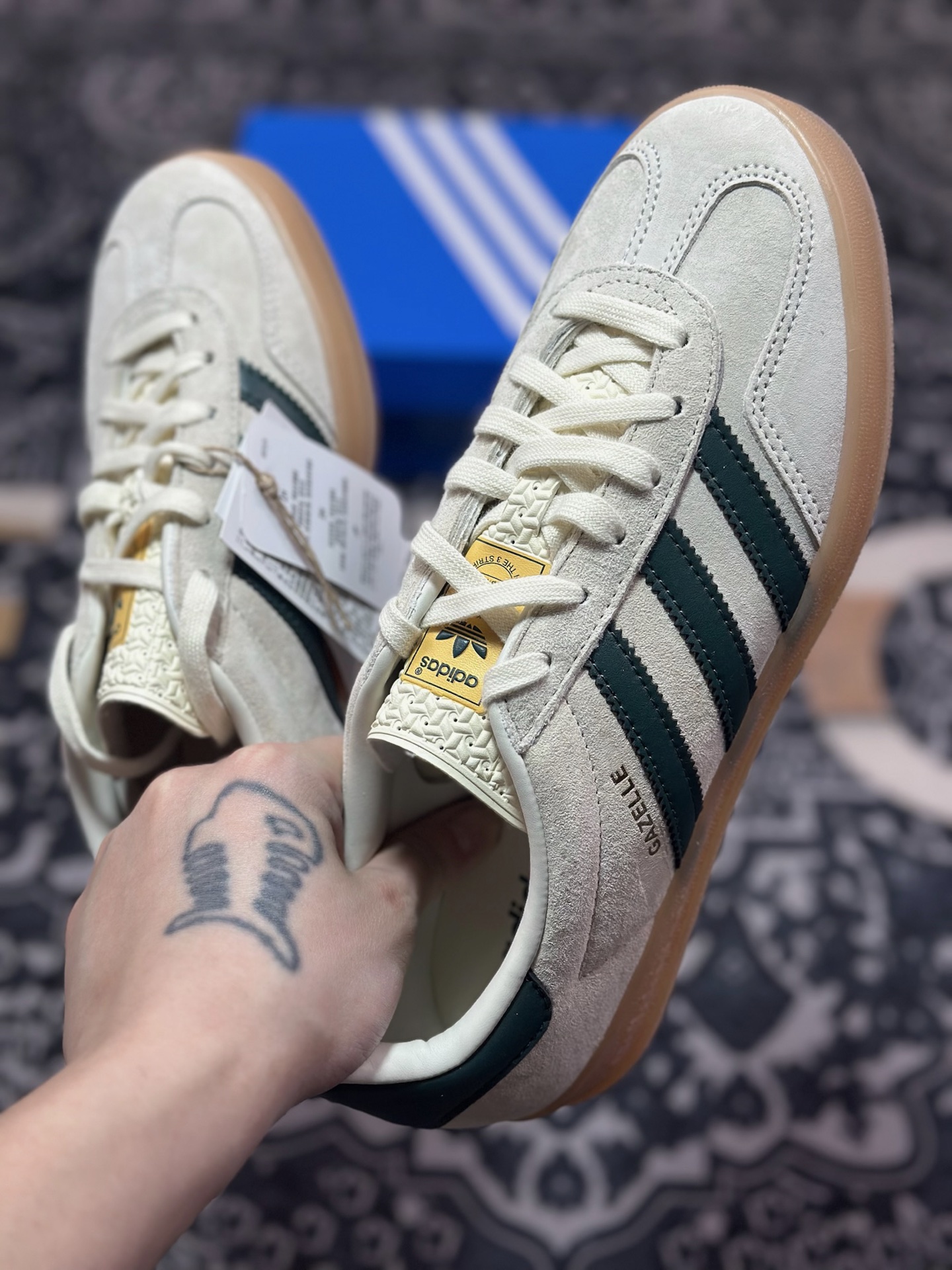 A4160  AD Originals Gazelle Indoor 米灰绿 三叶草复古休闲运动板鞋  IH7502