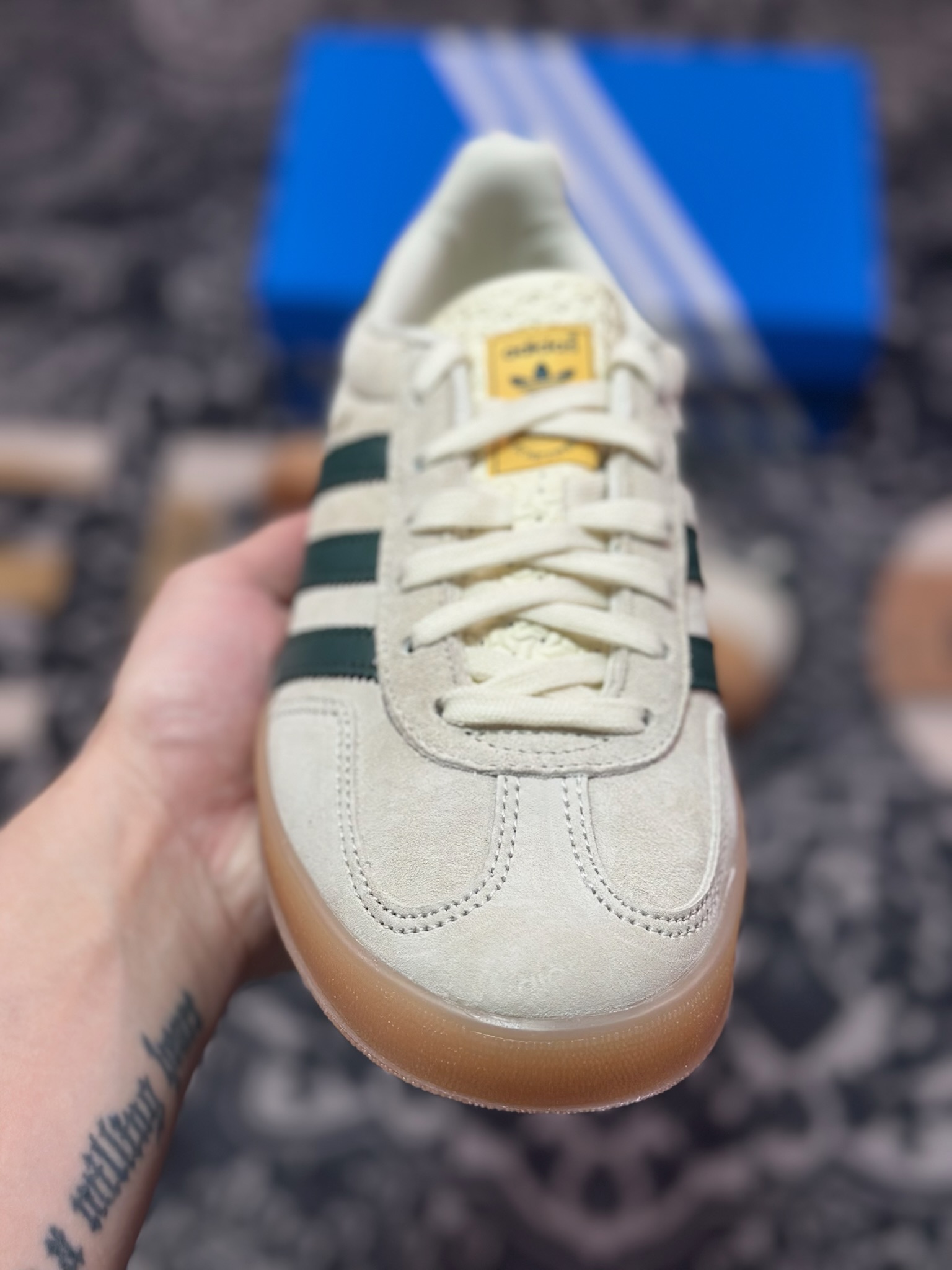 A4160  AD Originals Gazelle Indoor 米灰绿 三叶草复古休闲运动板鞋  IH7502