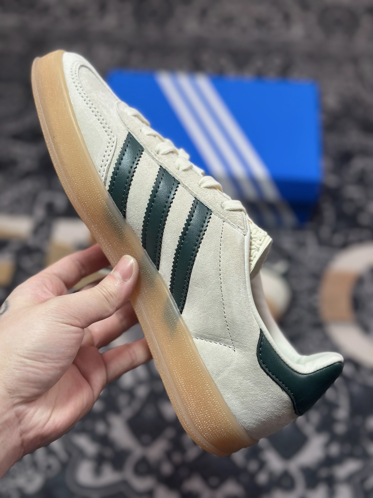 A4160  AD Originals Gazelle Indoor 米灰绿 三叶草复古休闲运动板鞋  IH7502