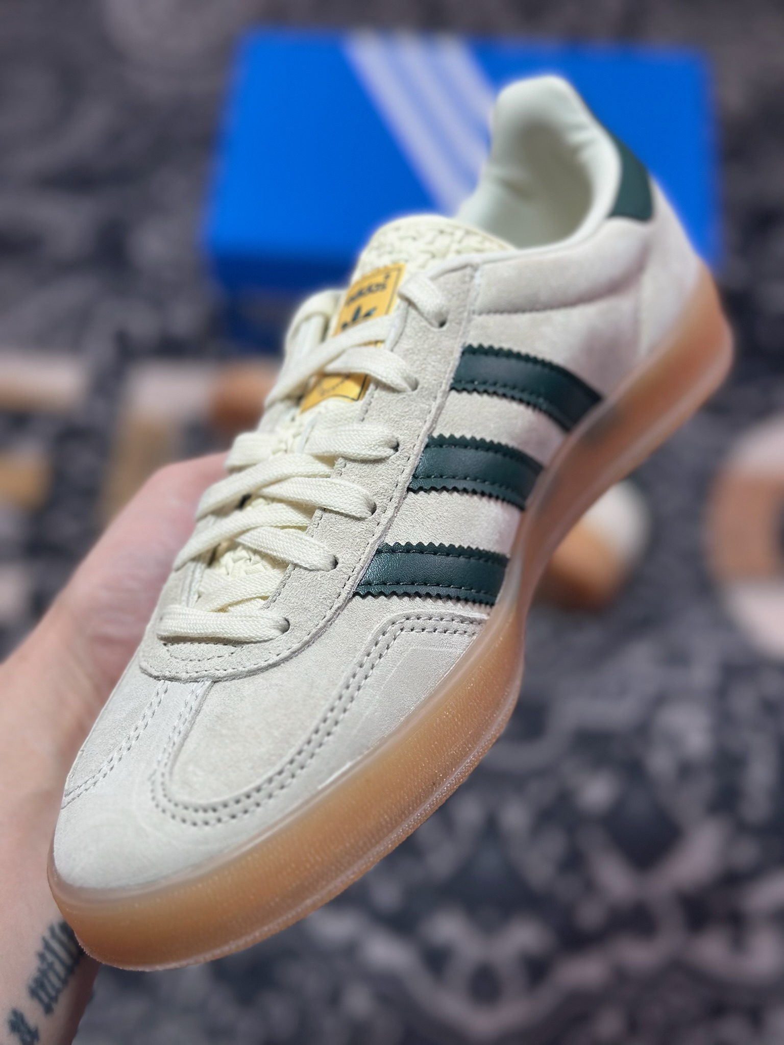 A4160  AD Originals Gazelle Indoor 米灰绿 三叶草复古休闲运动板鞋  IH7502
