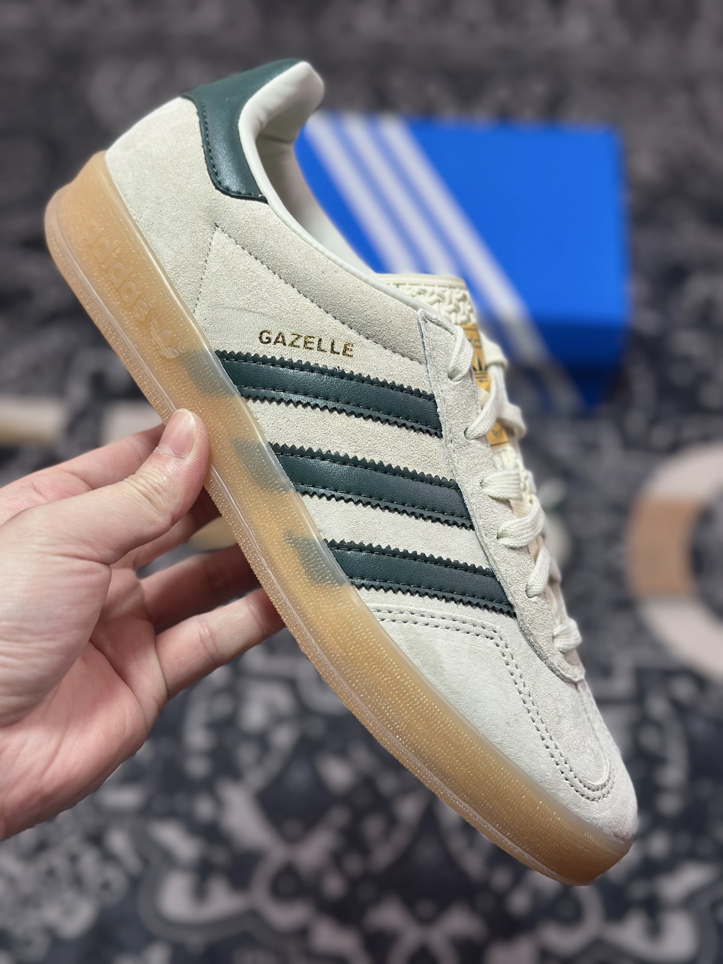 A4160  AD Originals Gazelle Indoor 米灰绿 三叶草复古休闲运动板鞋  IH7502
