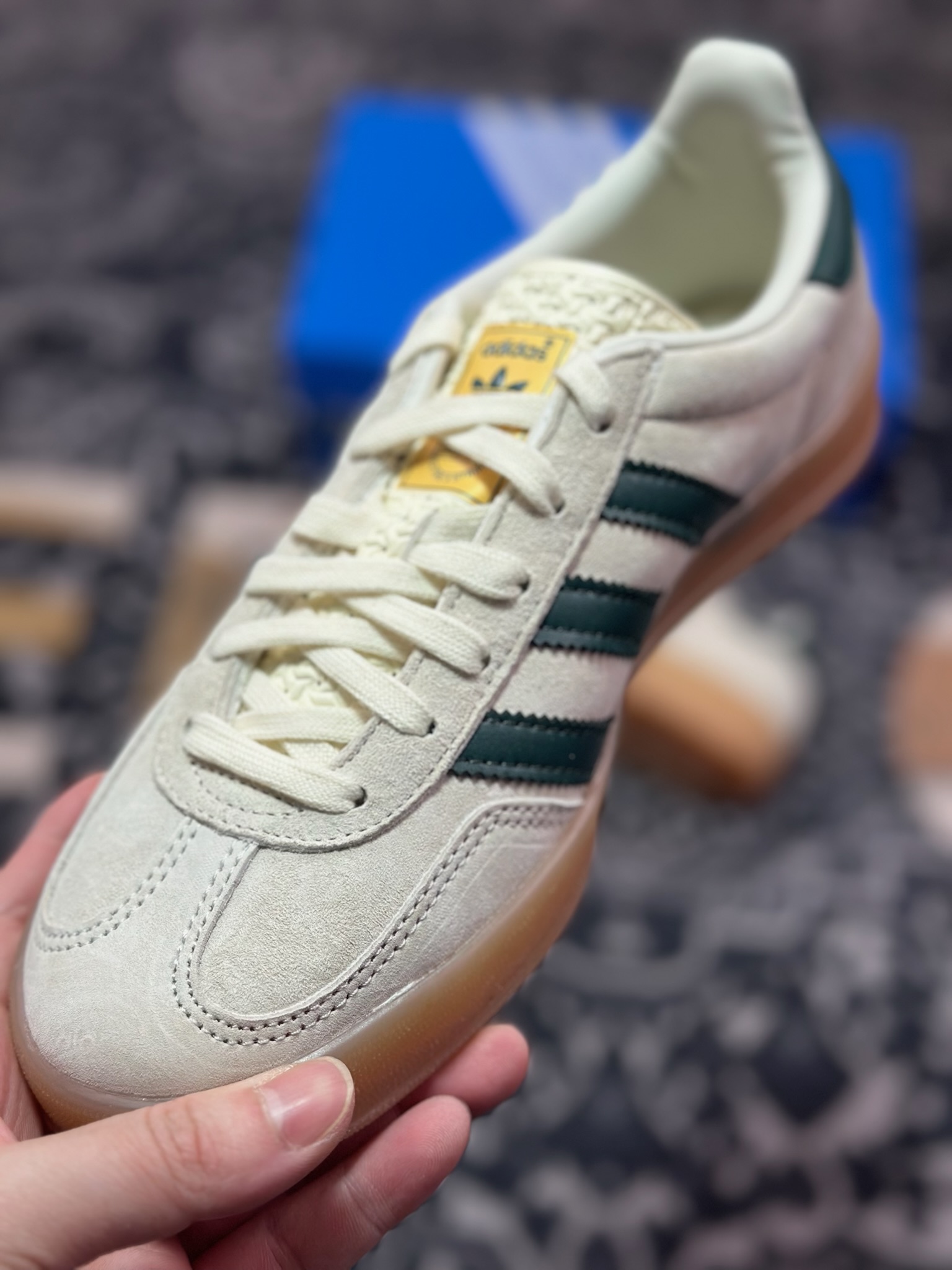 A4160  AD Originals Gazelle Indoor 米灰绿 三叶草复古休闲运动板鞋  IH7502