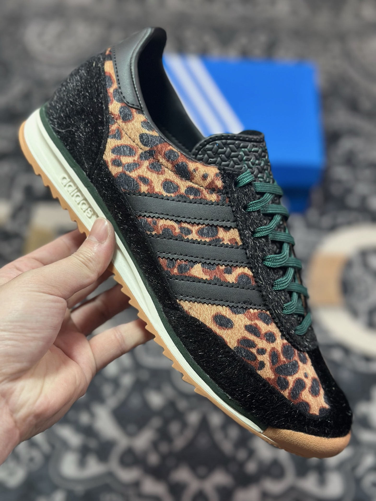A6180  AD Originals SL 72 RS 黑棕豹纹 经典复古轻便休闲运动慢跑鞋  JI0187